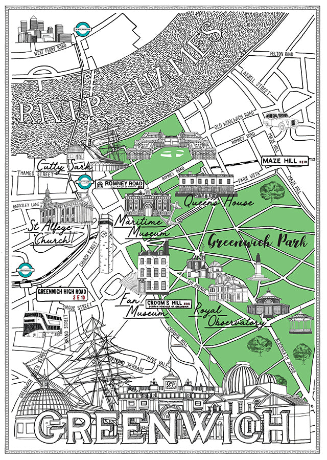 Greenwich Map Illustrative Map
