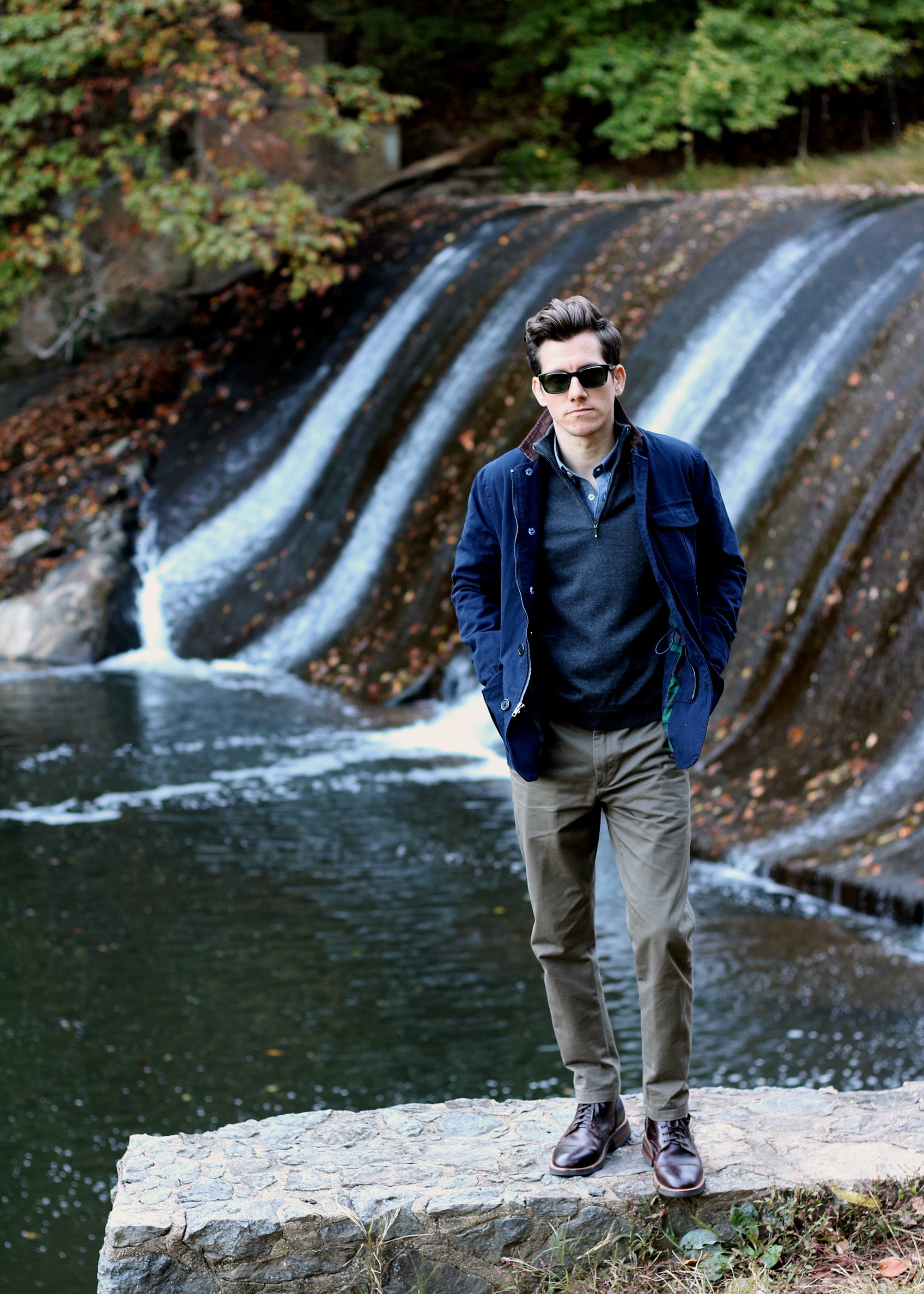 mens navy sweater outfit