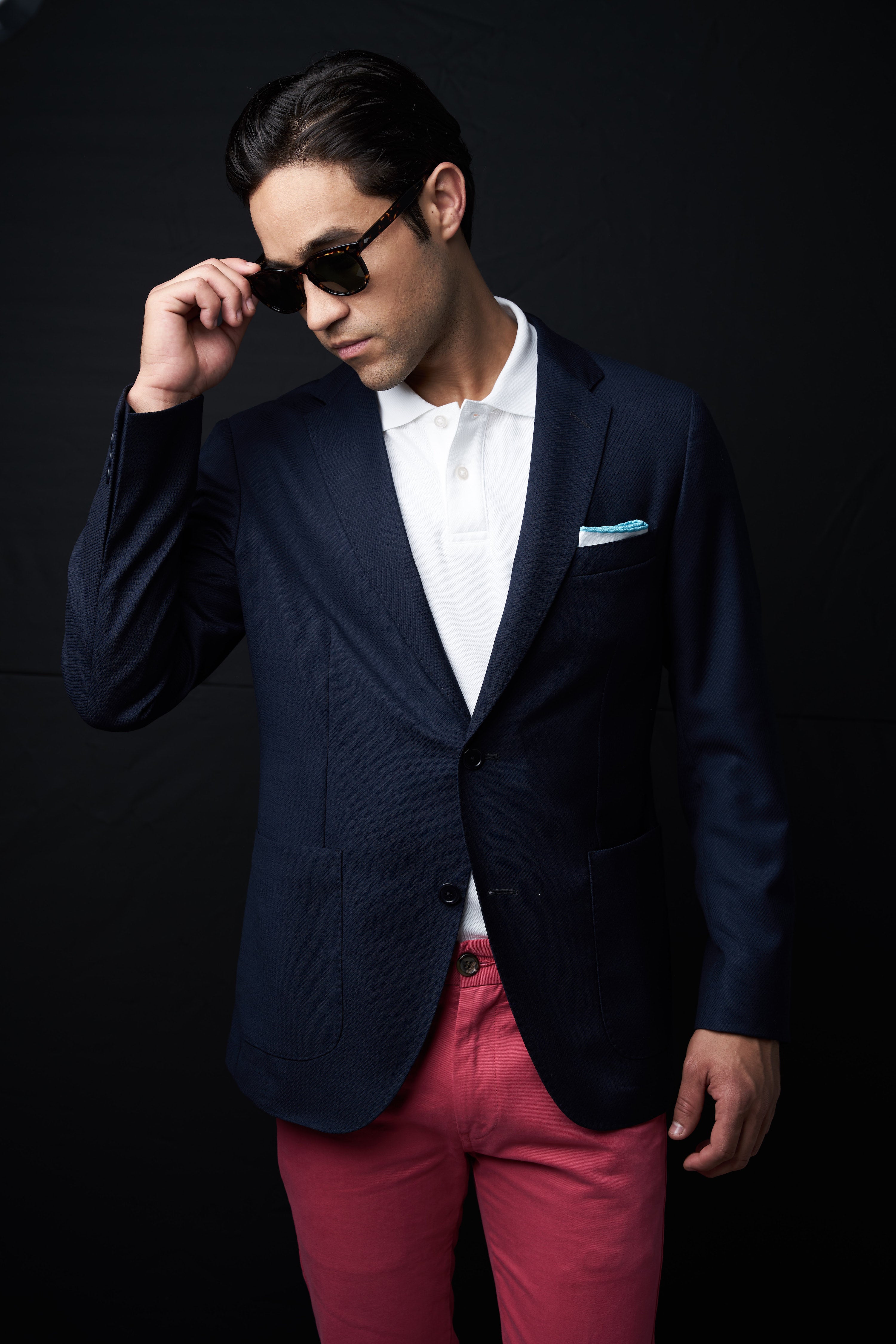 polo shirt under blazer