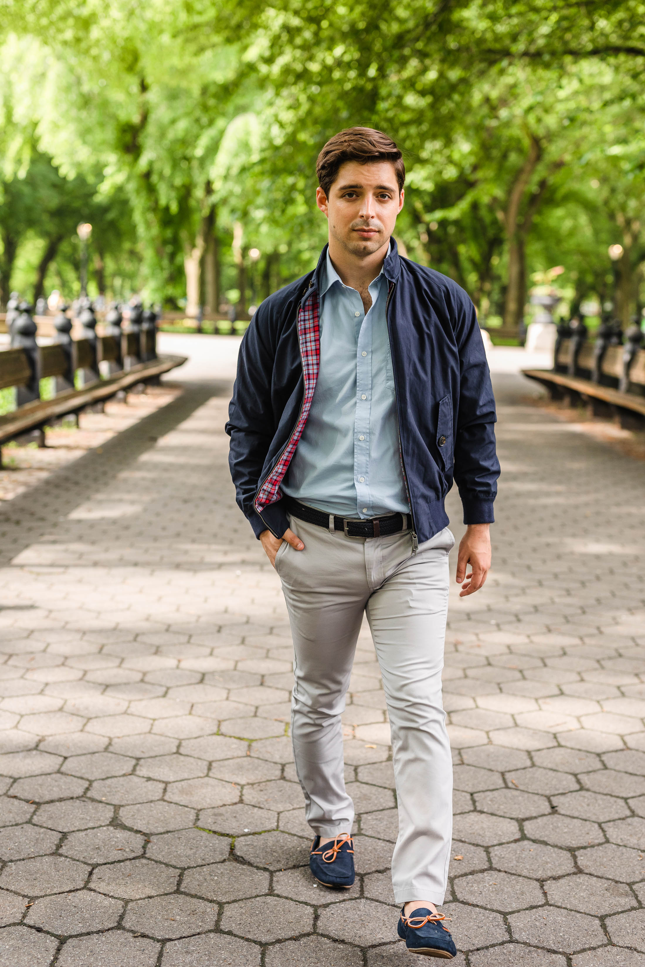 Slim fit blue button down shirt