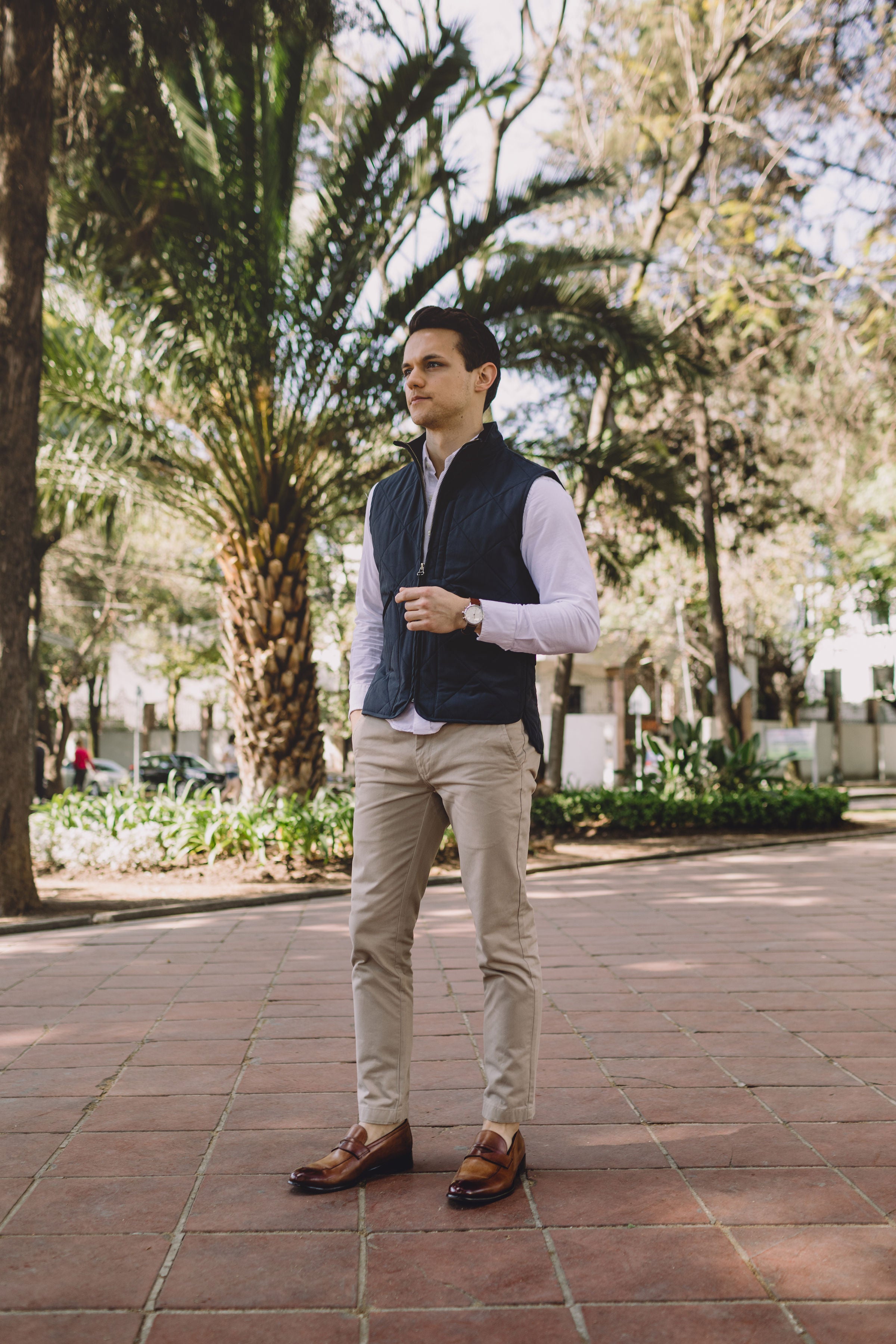 button down shirt with vest