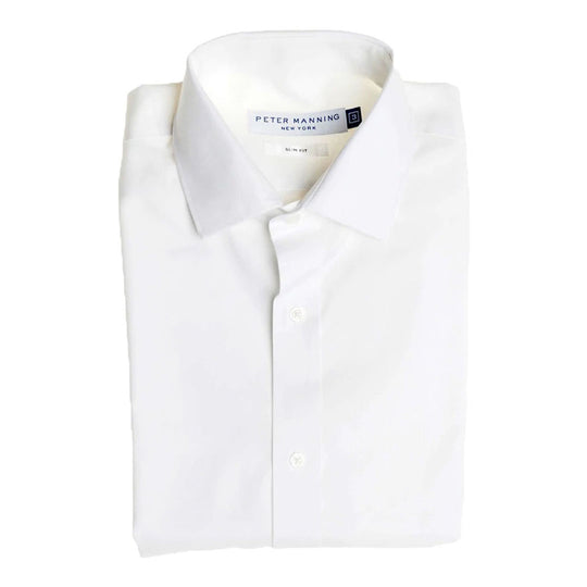 Easy Care Dress Shirt Standard Fit - Blue Pinstripe, 2 (FOR Short Men) | Peter Manning NYC
