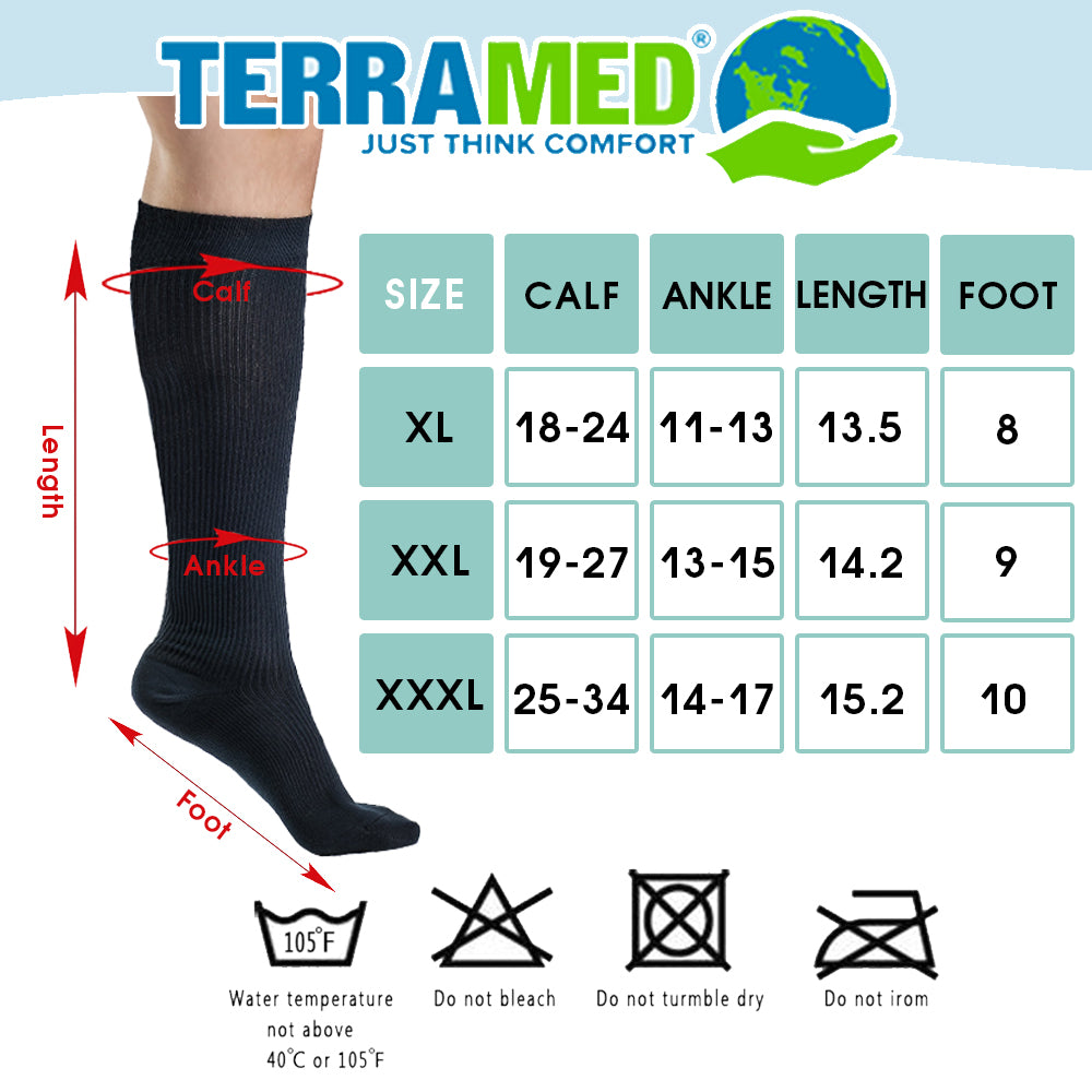 Medical Grade Wide Calf Compression 20-30 mmHg Unisex Cotton Compressi ...