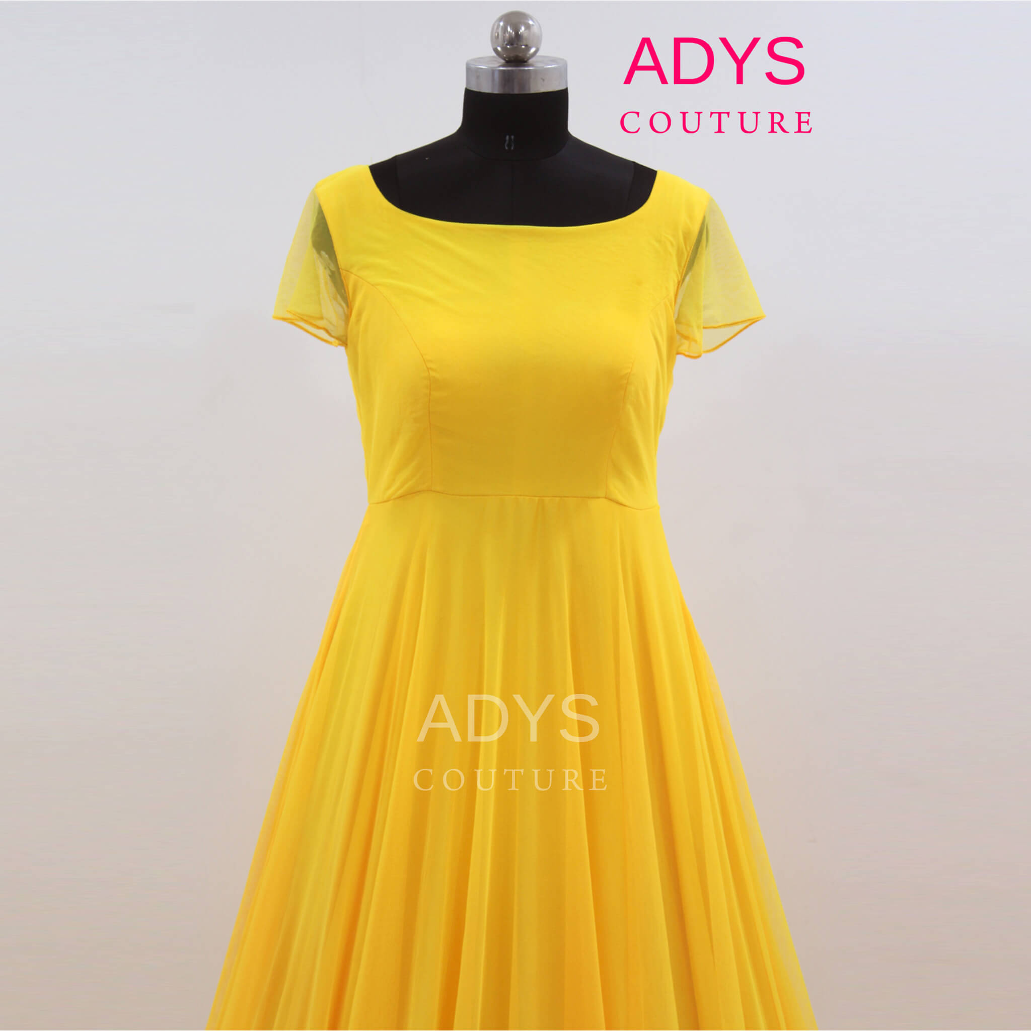 long frocks in yellow colour