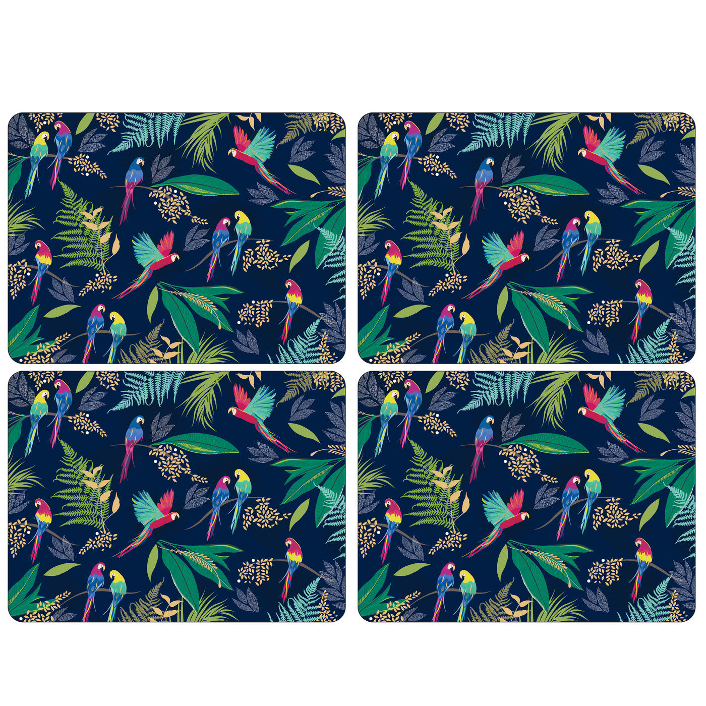 Sara Miller Parrot Collection Extra Large Placemats Box Set Of 4