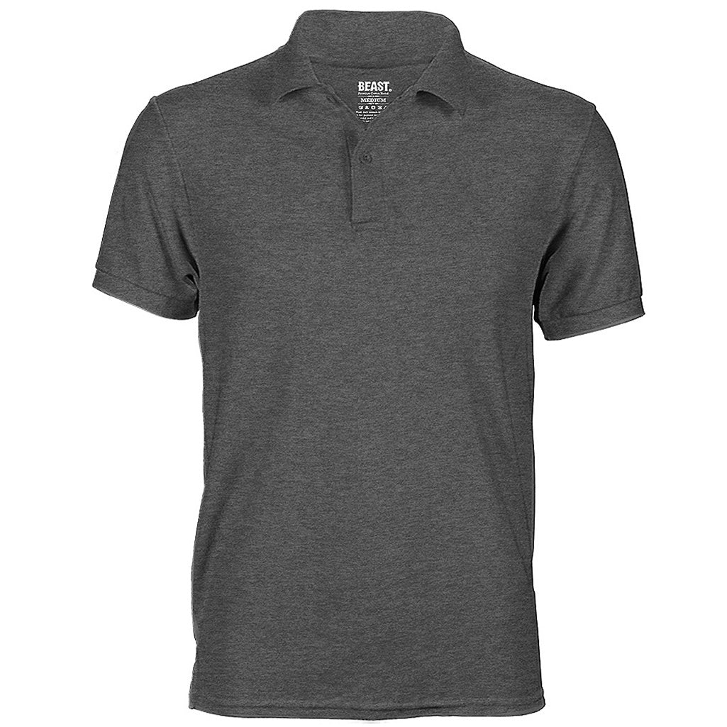dark gray polo shirt