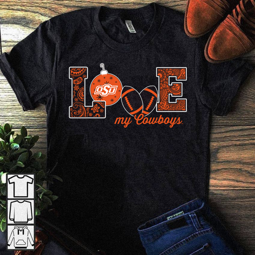 Oklahoma State Cow Christmas Love My Team Ornat Shirts