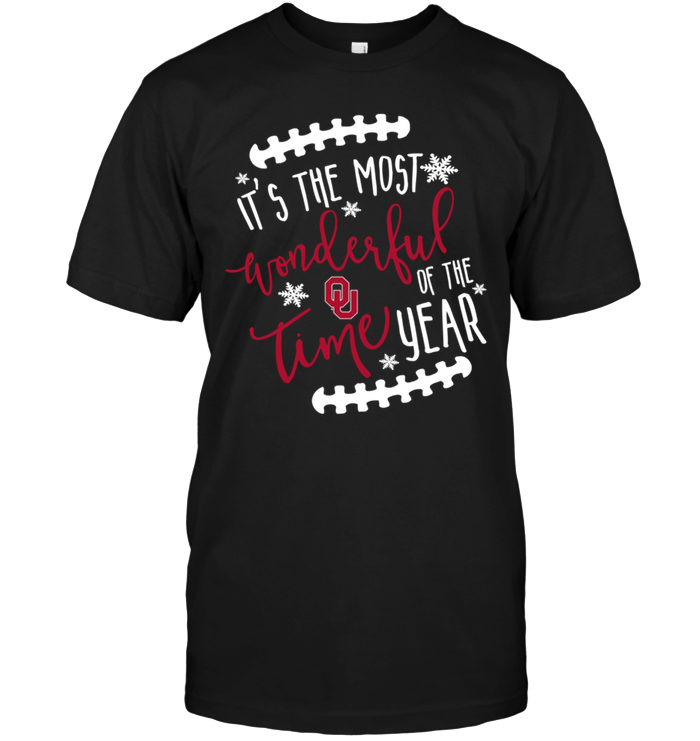 Oklahoma Sooners Christmas Most Wonderful Slogan Inside Football Outline Shirts
