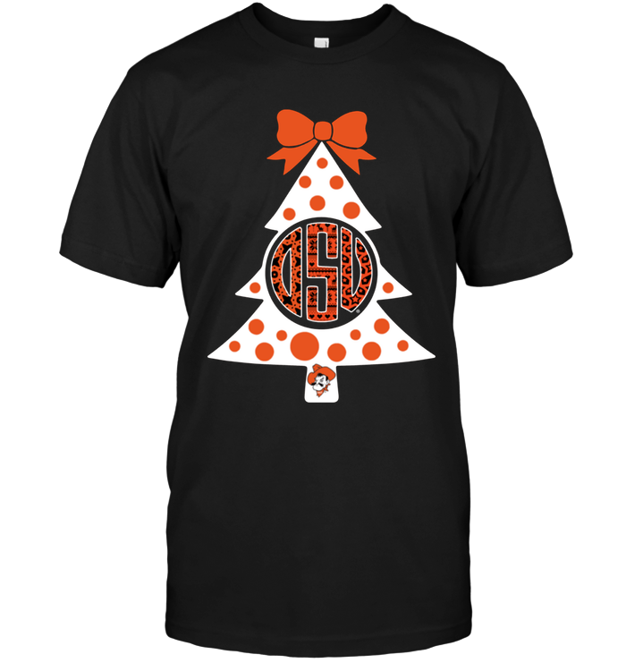 Oklahoma State Cow Monogram Christmas Tree Shirts