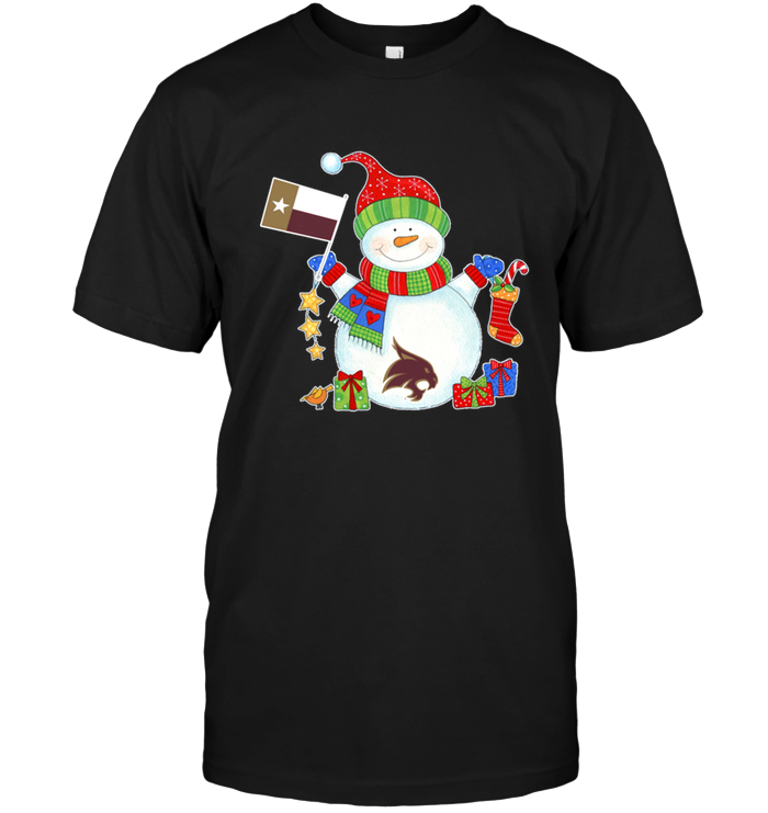 Texas State Bobcats Christmas State Flag Snowman Shirts