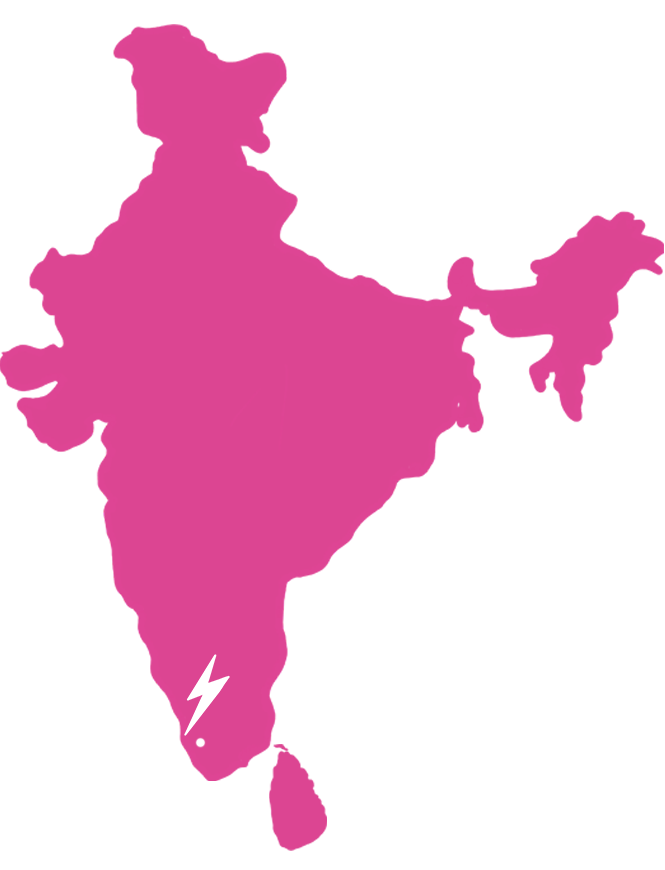 Map of South Asia showing where our Kerala Vanilla is harvested (Southern India in Kumily, Kerala).