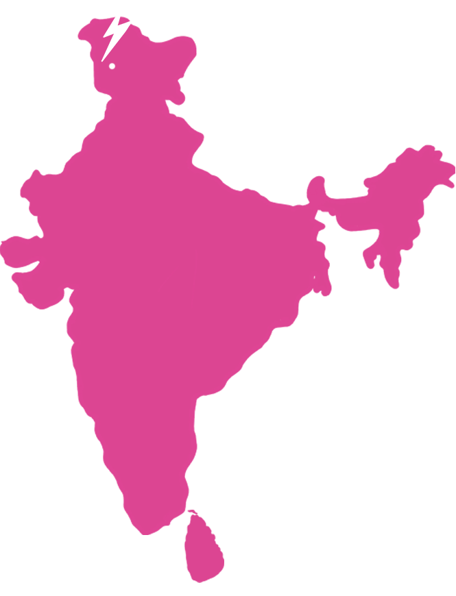 Map of South Asia showing where our Kashmiri saffron is harvested (far northern region of India in Kashmir).