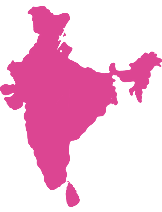 Map of South Asia showing where our Pahadi Pink Garlic is harvested (northern India in Uttarakhand).