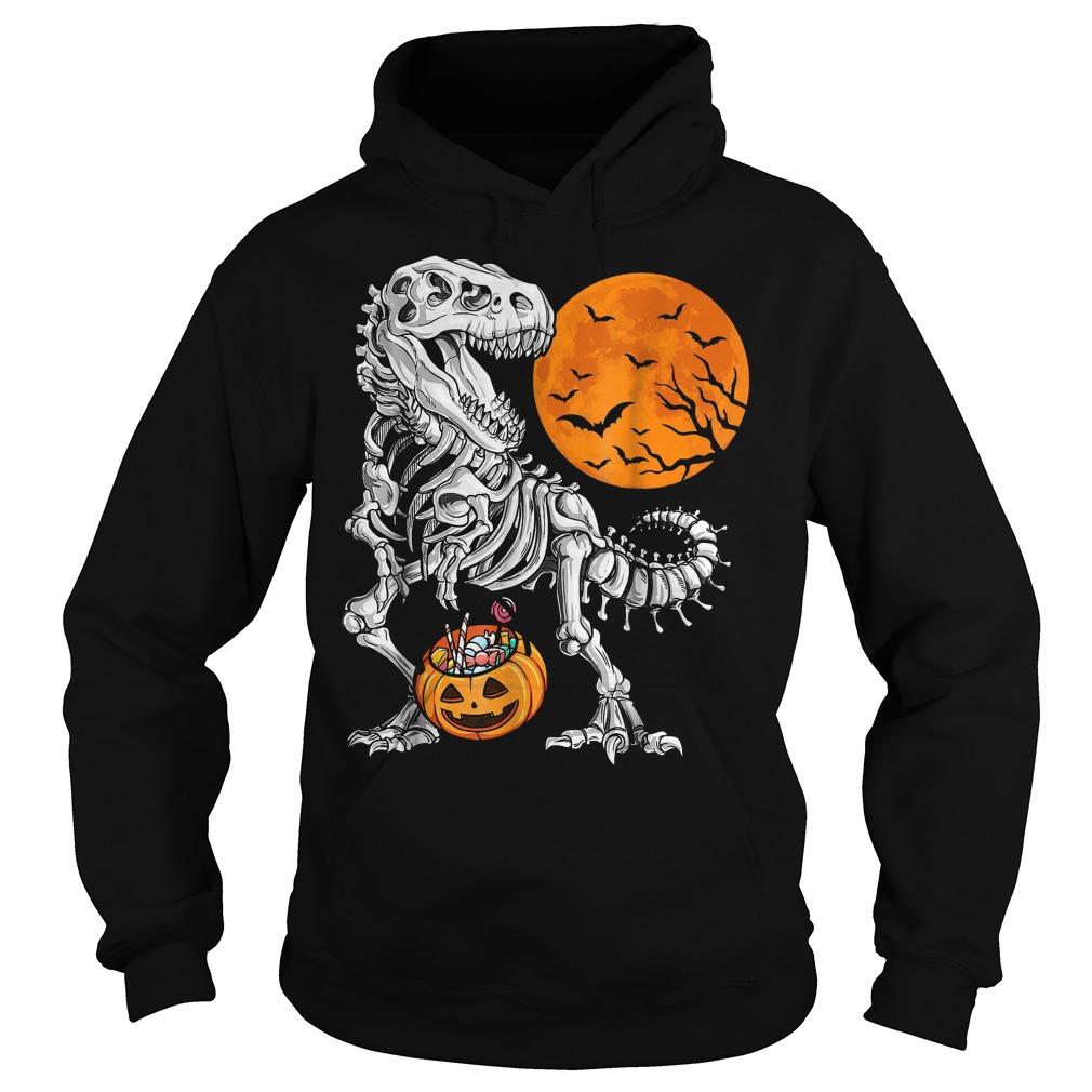 Halloween Dinosaur T Rex Skeleton Pumpkin Moon T Shirt