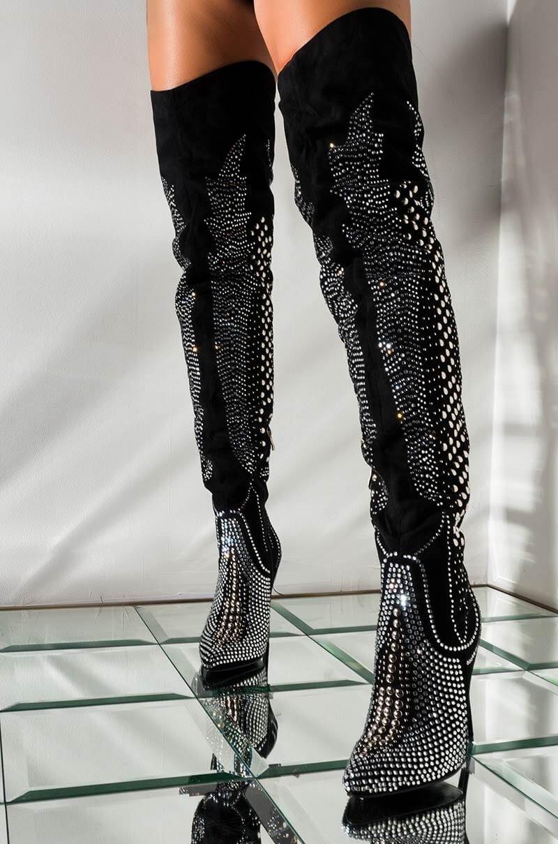 over the knee diamond boots