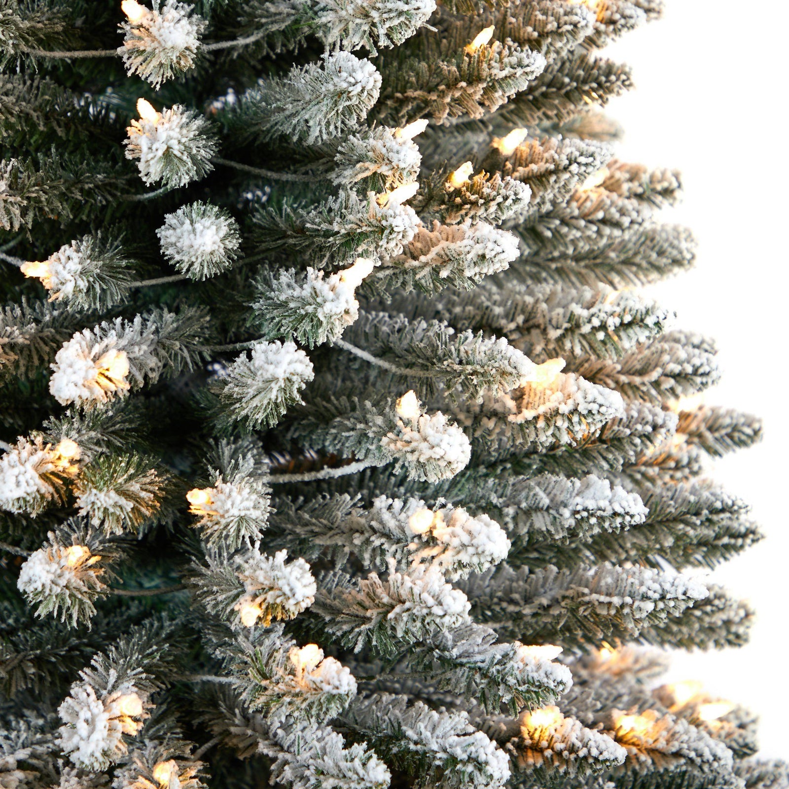 12’ Flocked Pencil Artificial Christmas Tree with 1000 Clear Lights and ...