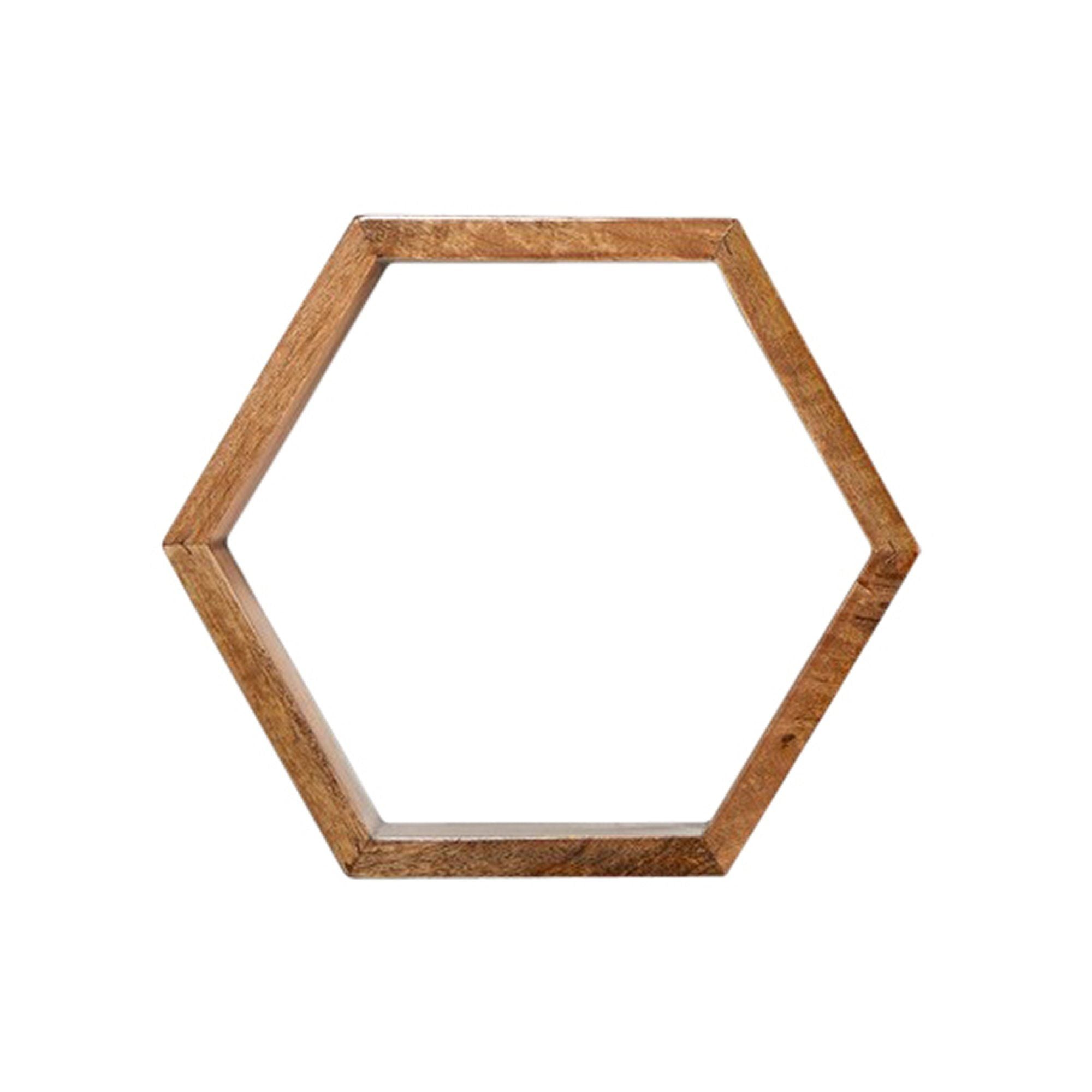  12” Wooden Hexagon Floating Honeycomb Shelve (Set of 5) 