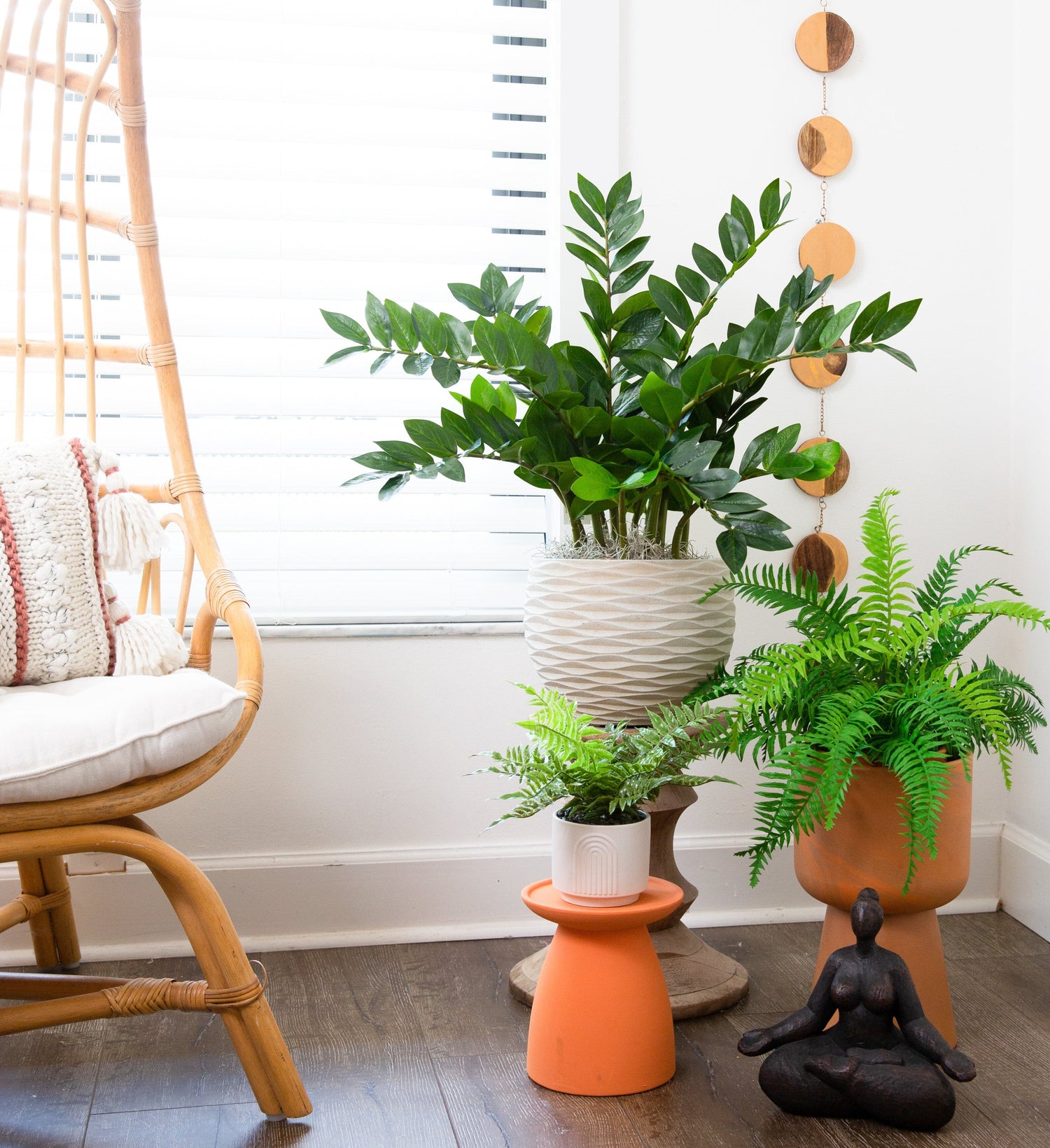 2.5’ Boston Fern Artificial Plant in White Planter with Legs | Nearly  Natural