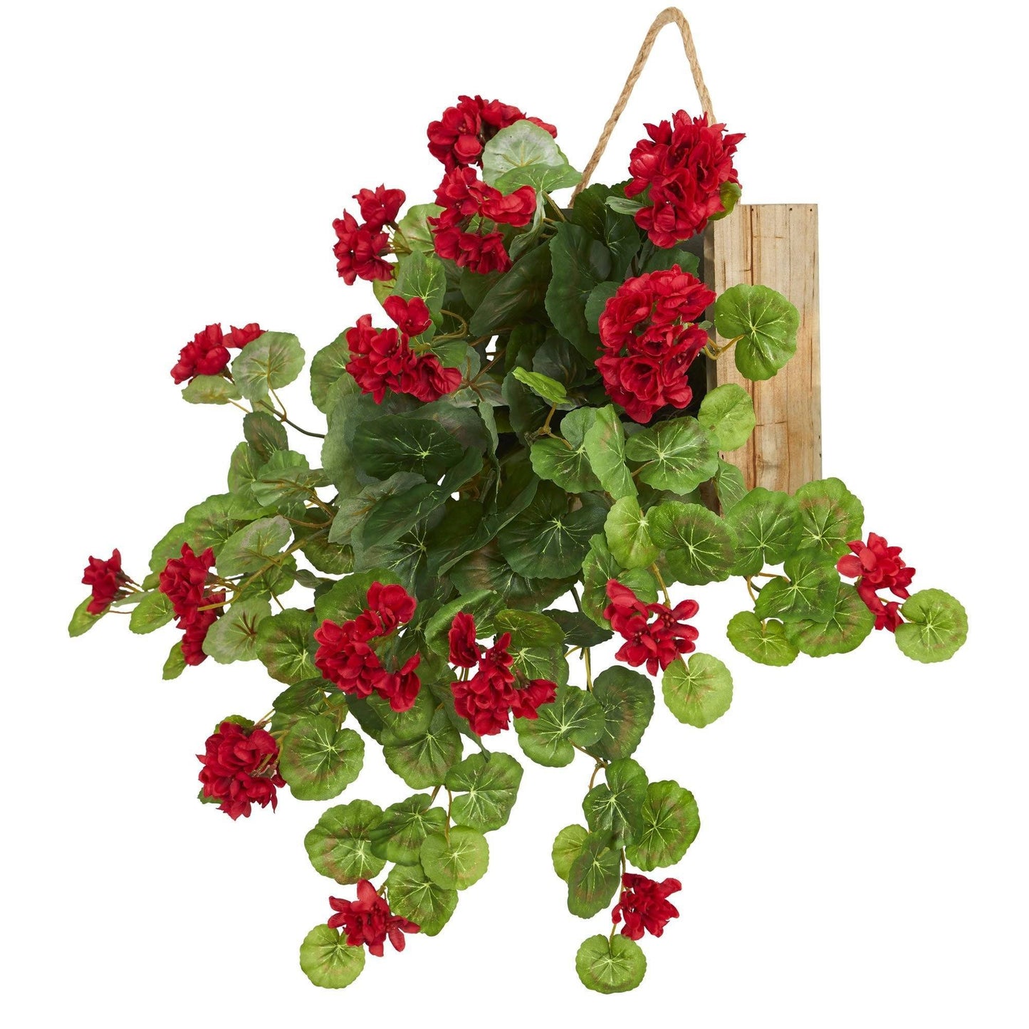 18” Geranium Artificial Plant in Decorative Hanging Frame | Nearly Natural