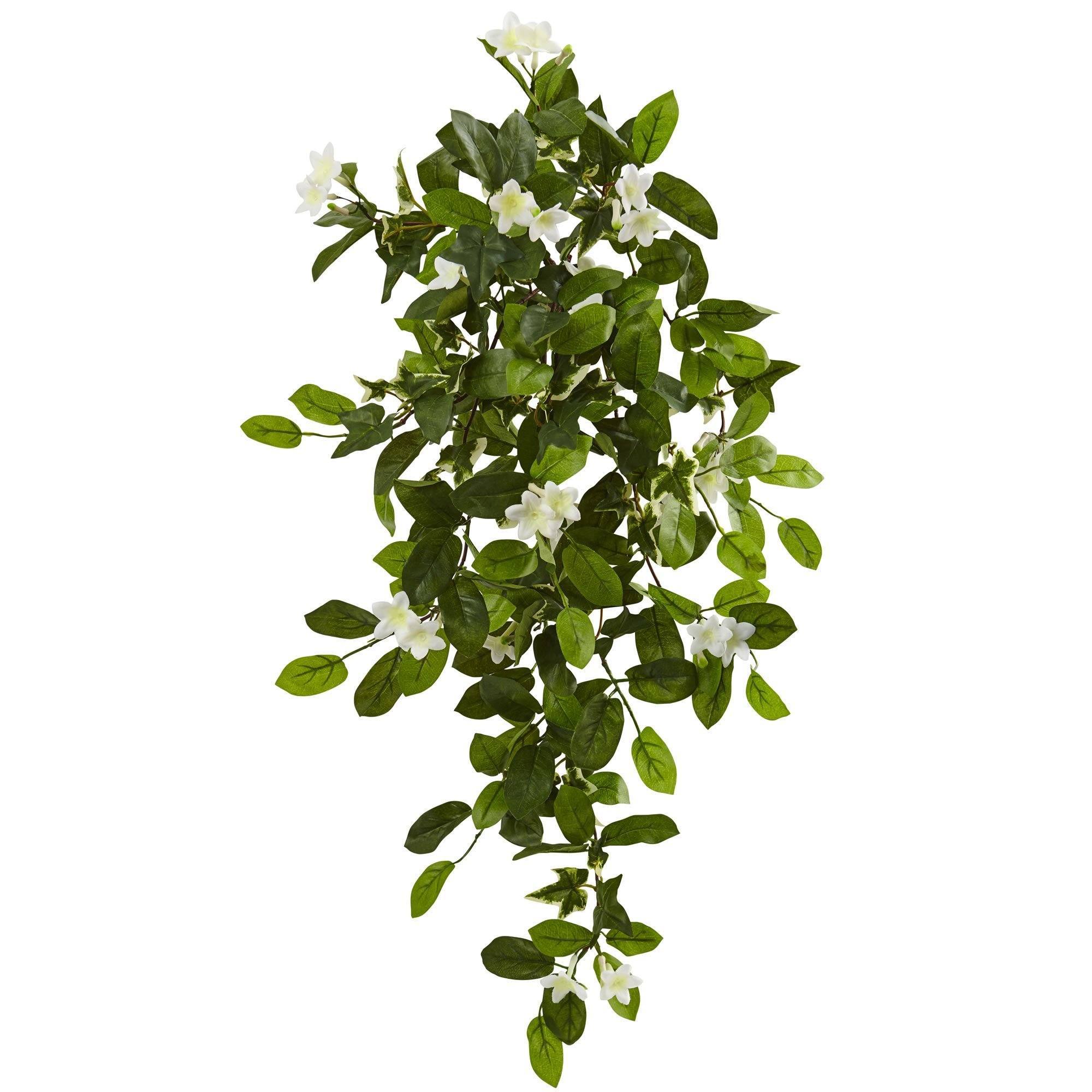  19” Mixed Stephanotis & Ivy Hanging Artificial Plant (Set of 4) 