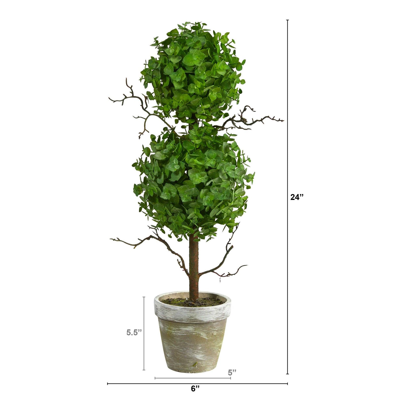 2’ Eucalyptus Double Ball Topiary Artificial Tree  Nearly Natural