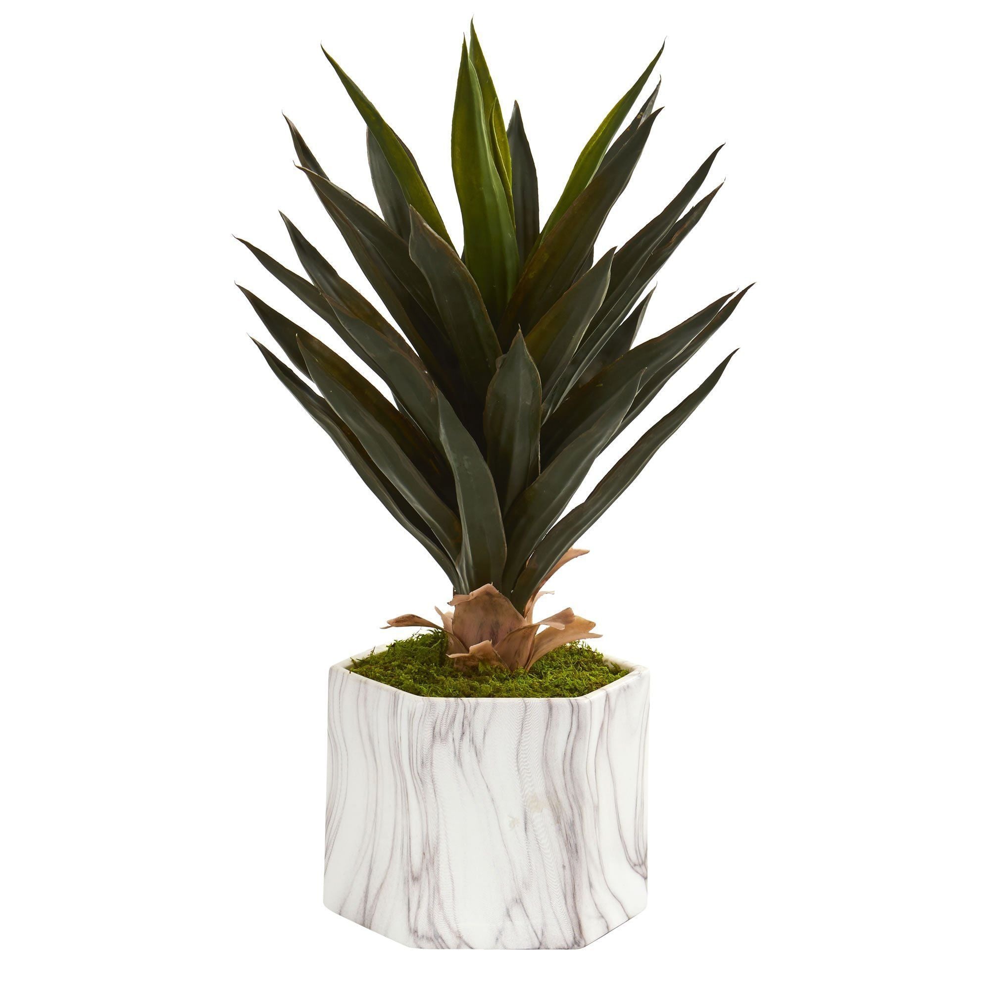  21" Agave Artificial Plant in Marble Finish Pot" 