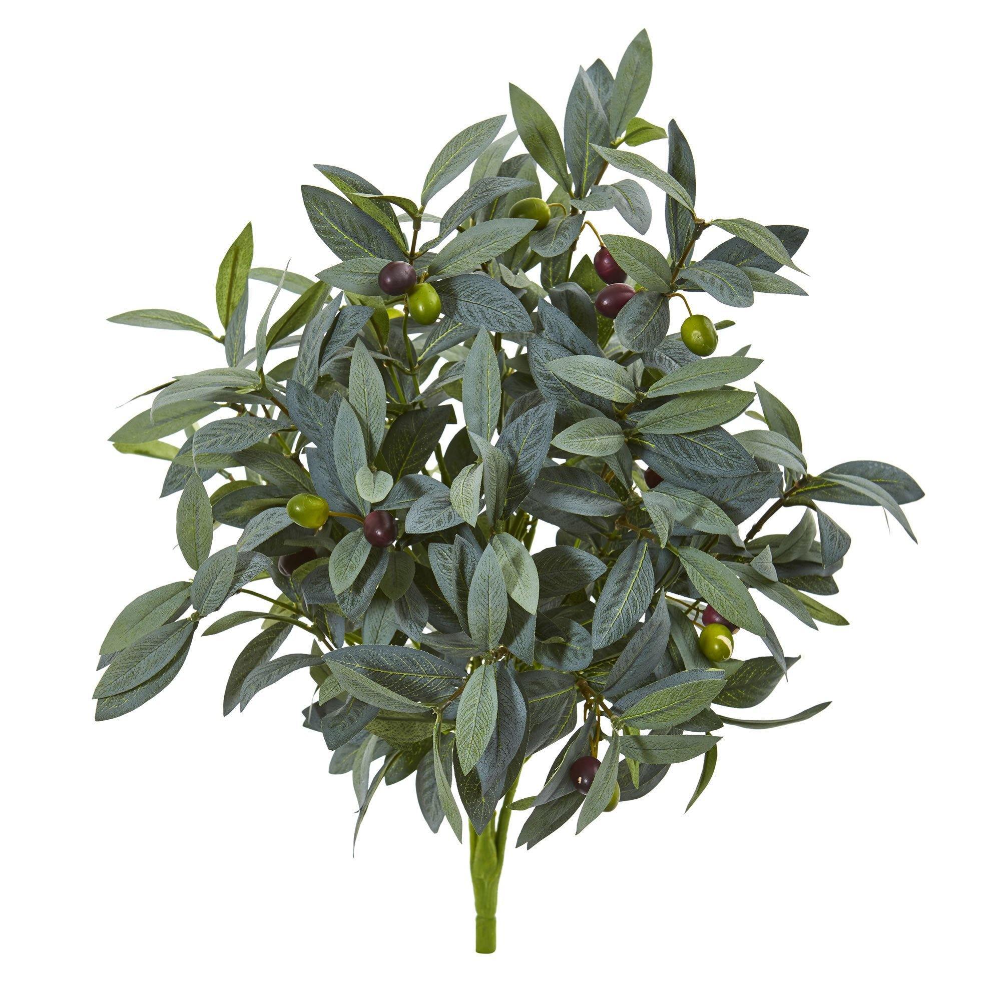  21” Olive Bush with Berries Artificial Plant (Set of 3) 