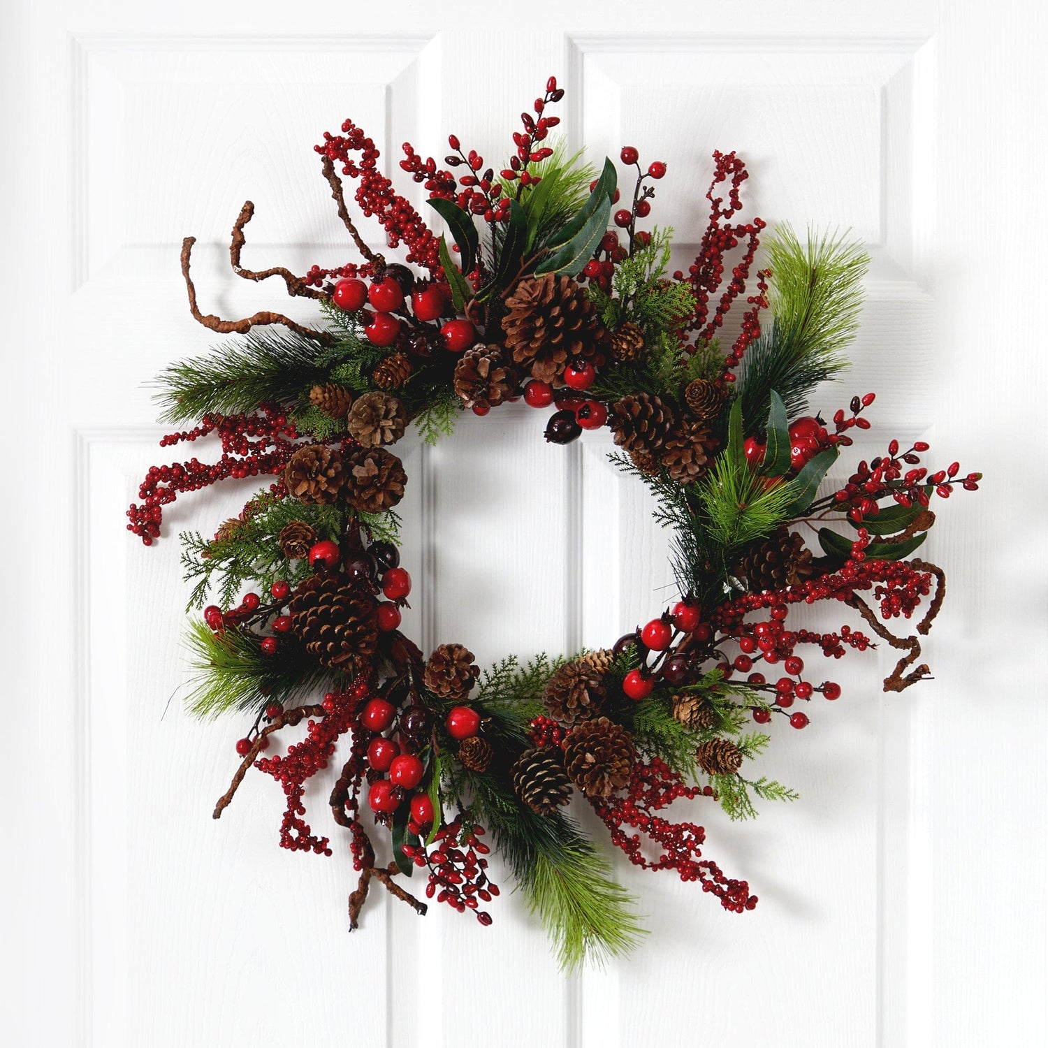 Large 24 Red Berry Christmas Wreath CR4584 Holiday-Decorations