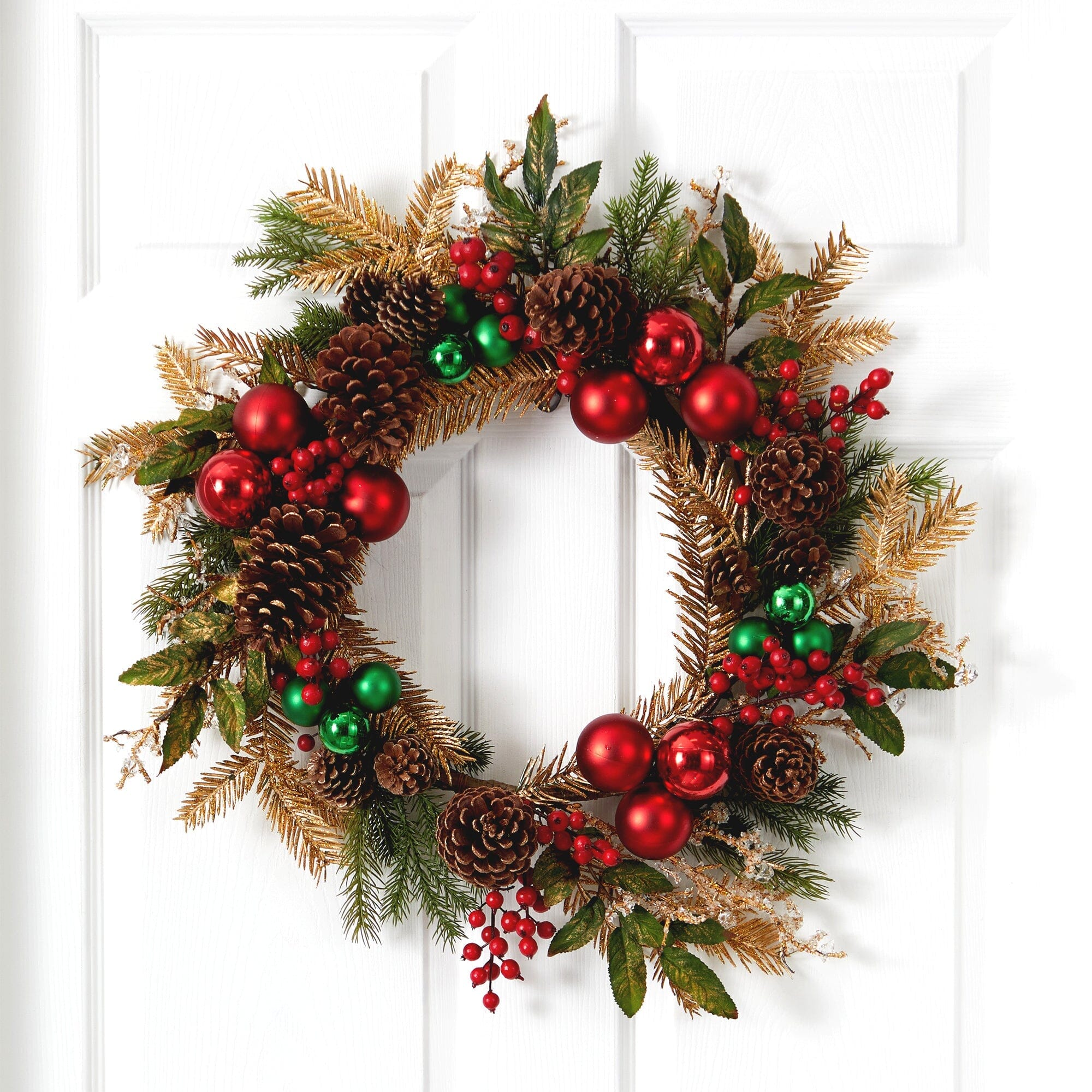  24” Ornament, Pine & Pine cone Wreath 