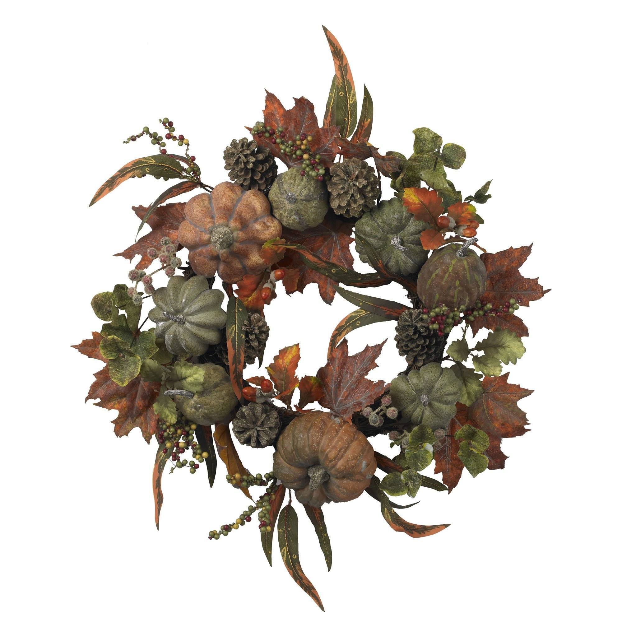  24" Pumpkin & Gourd Wreath" 