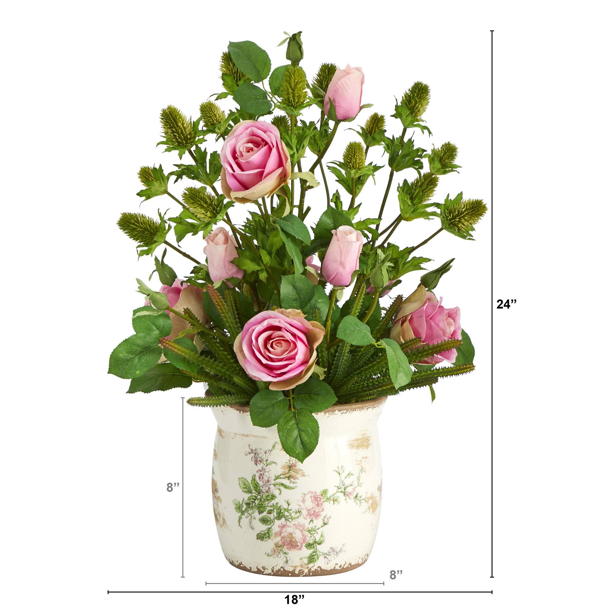 silk roses in vase