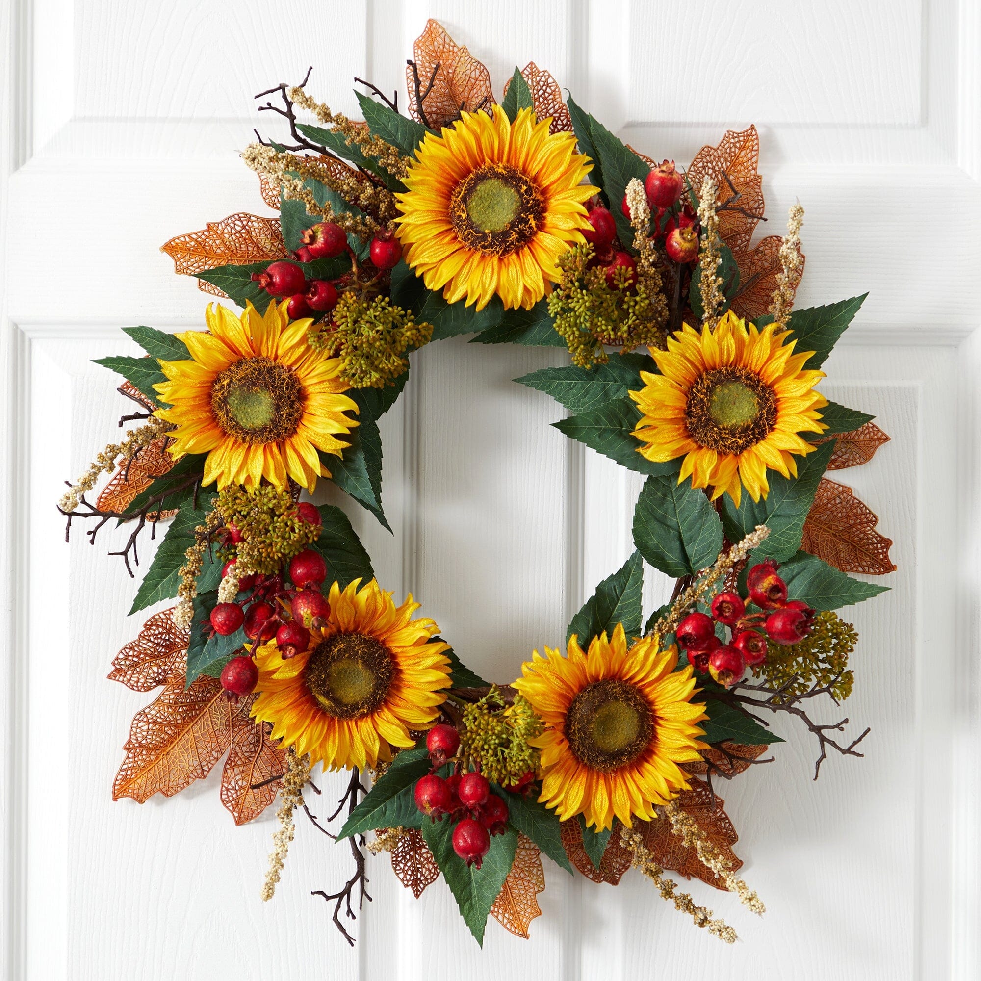  27” Sunflower Berry Artificial Wreath 