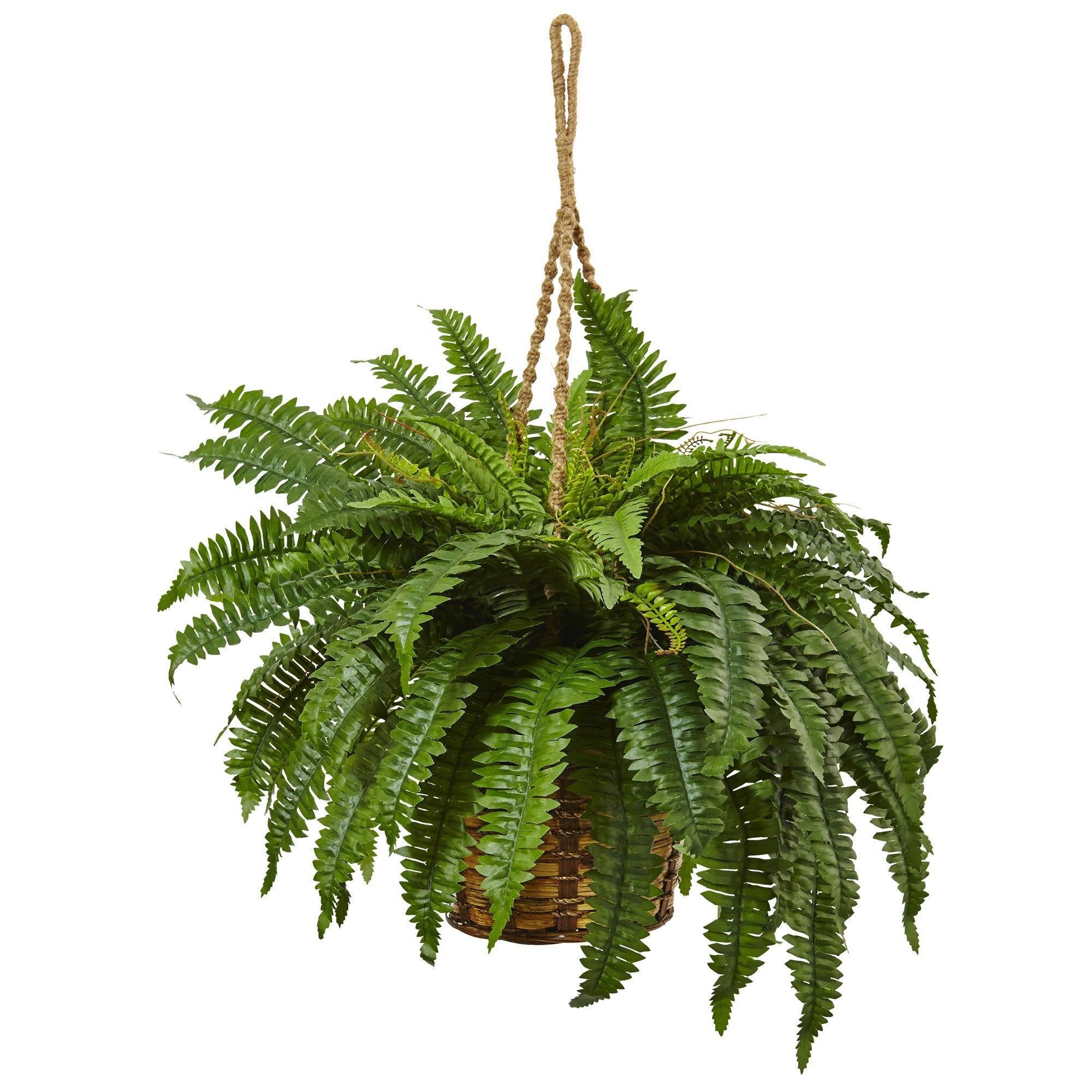  29" Boston Fern Artificial Hanging Basket" 