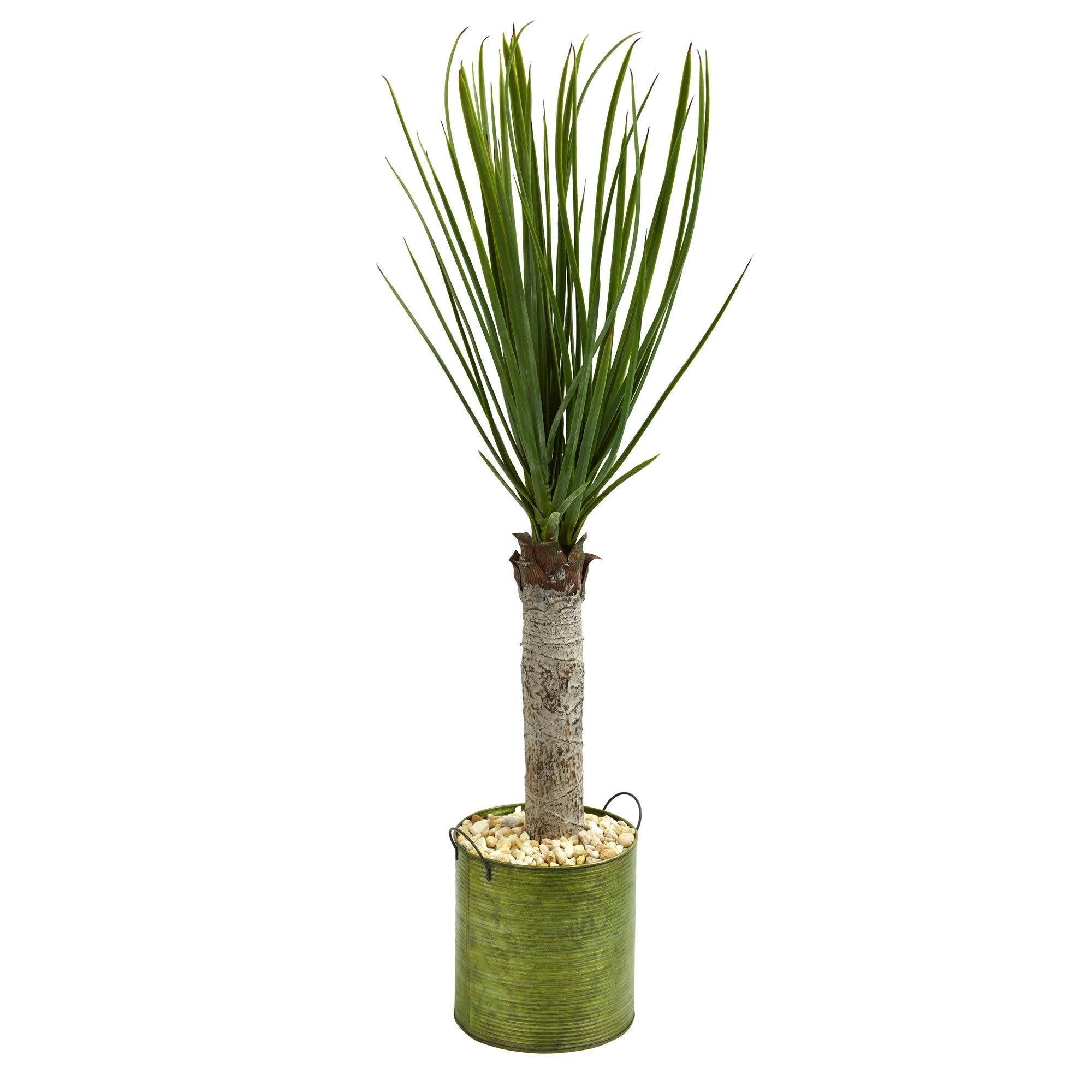  3’ Yucca Artificial Tree in Green Tin Planter 