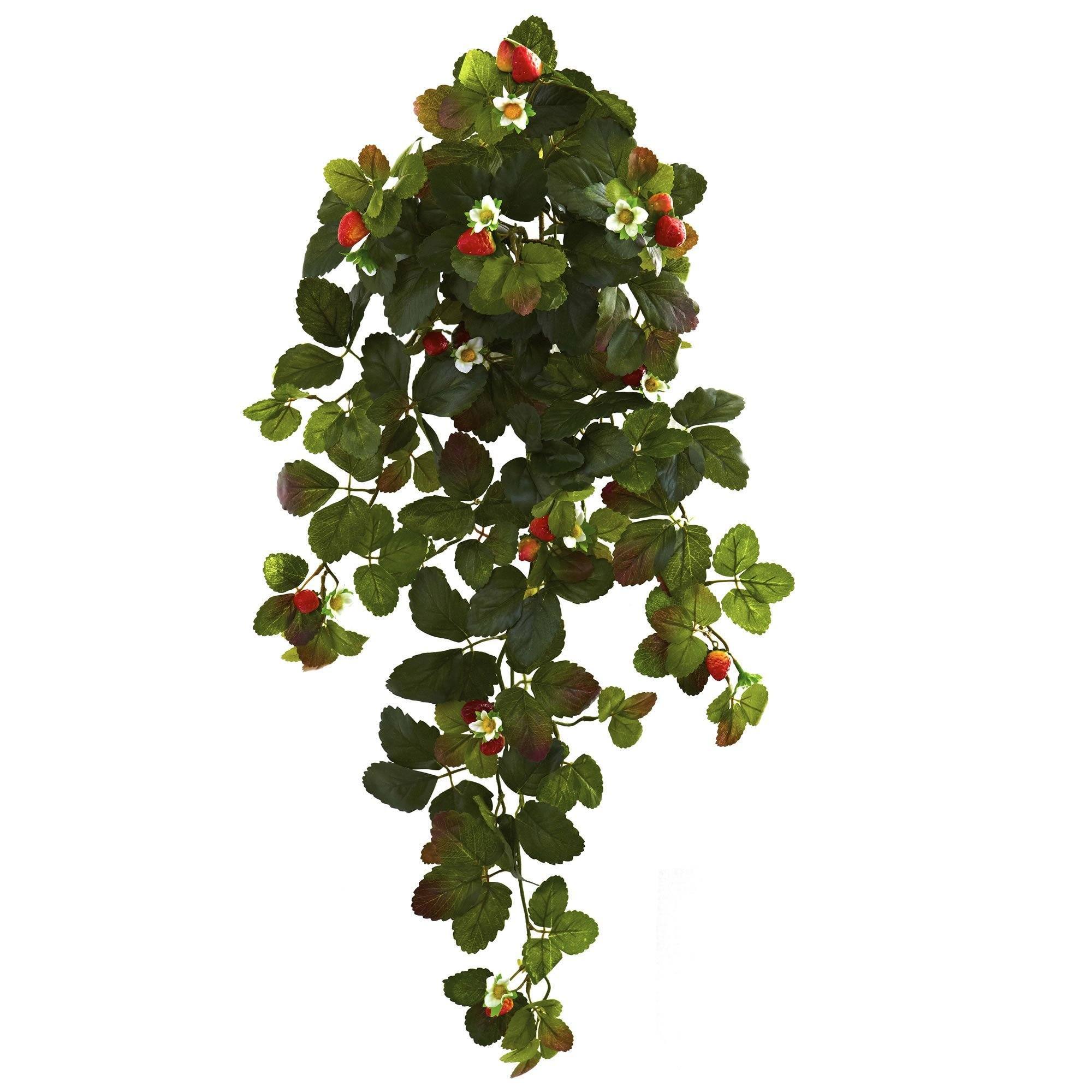  31” Strawberry Hanging Bush with Berry (Set of 2) 