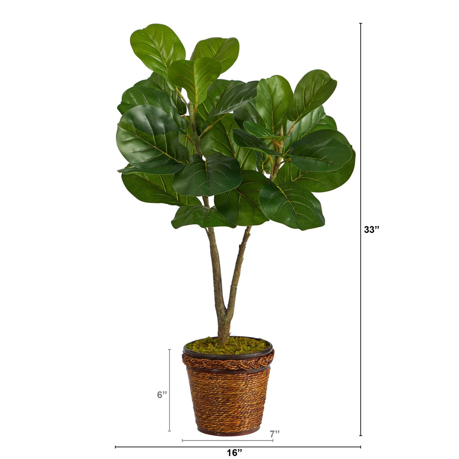 33” Fiddle Leaf Fig Artificial Tree in Basket | Nearly Natural