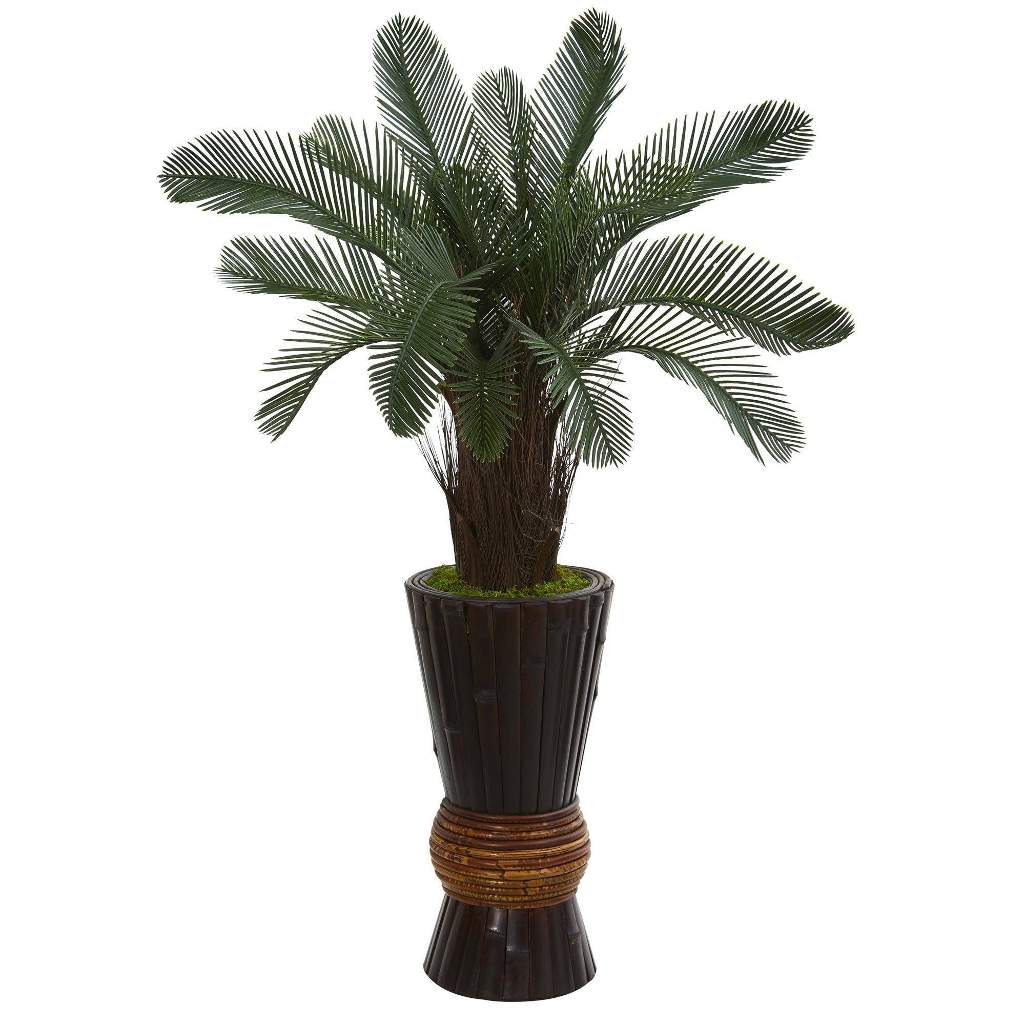  3.5’ Cycas Artificial Tree in Bamboo Planter (Indoor/Outdoor) 