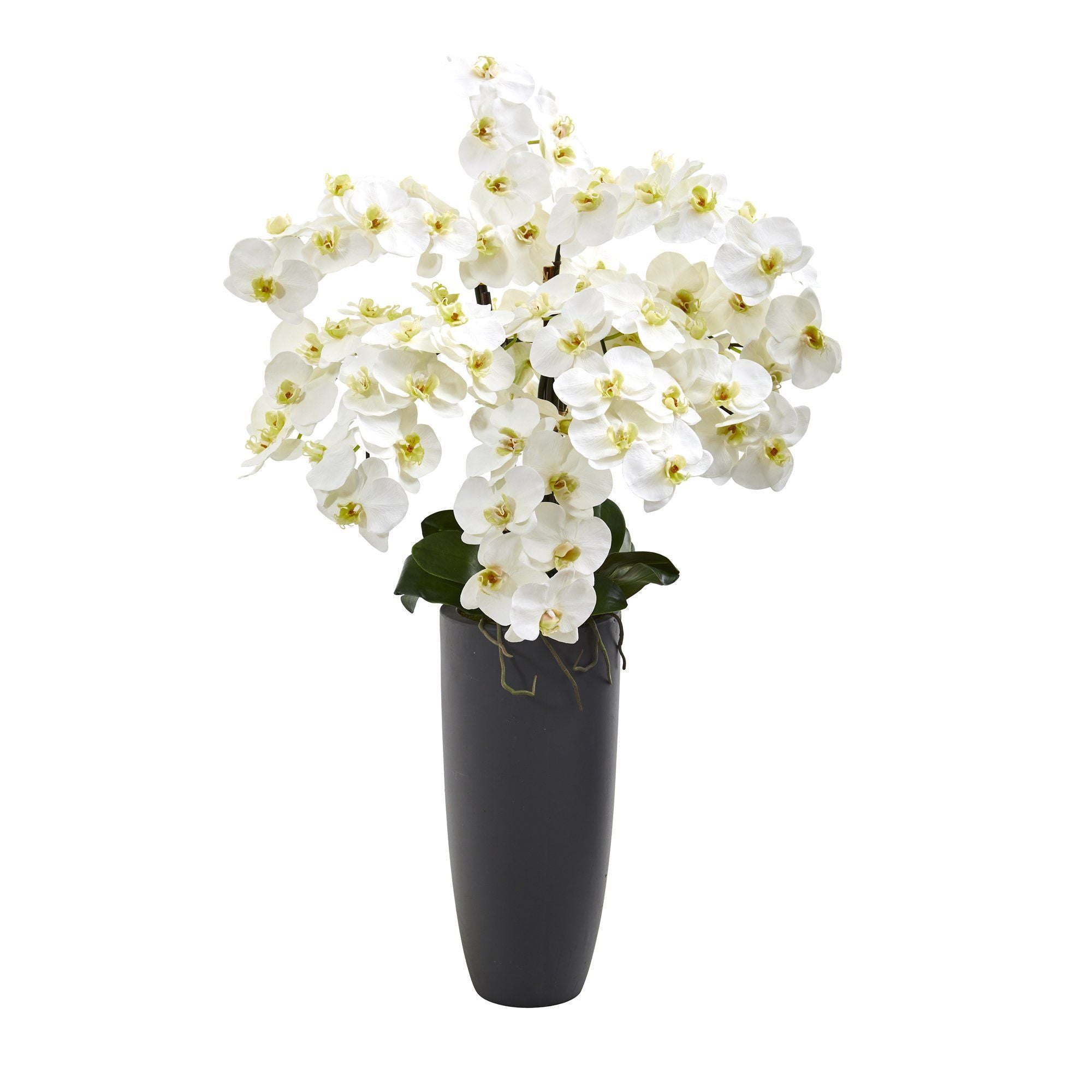  35” Phalaenopsis Orchid Artificial Arrangement in Gray Vase 