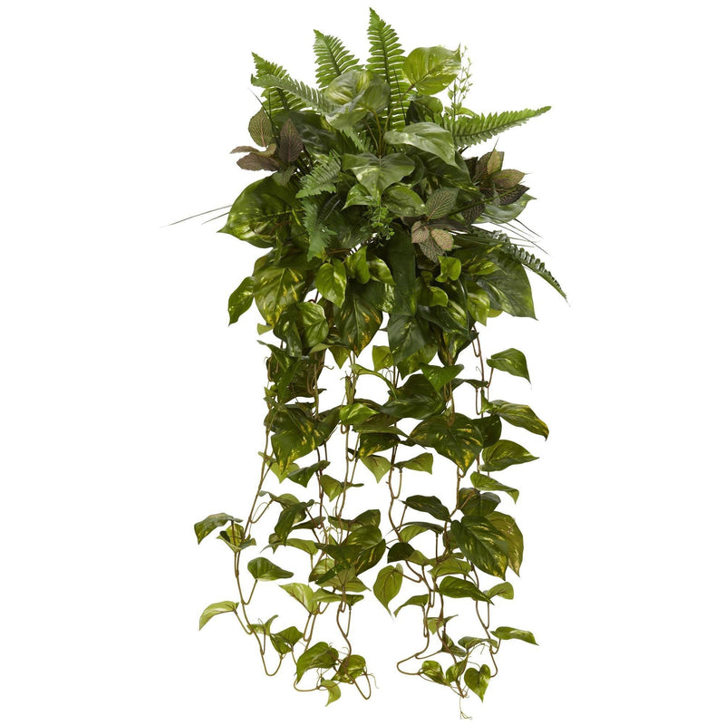 36” Mixed Greens Hanging Artificial Plant (Set of 2) | Nearly Natural