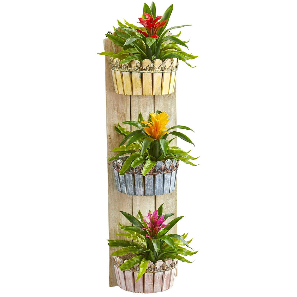 39 Bromeliad Artificial Plant in Three Tiered Wall Decor 