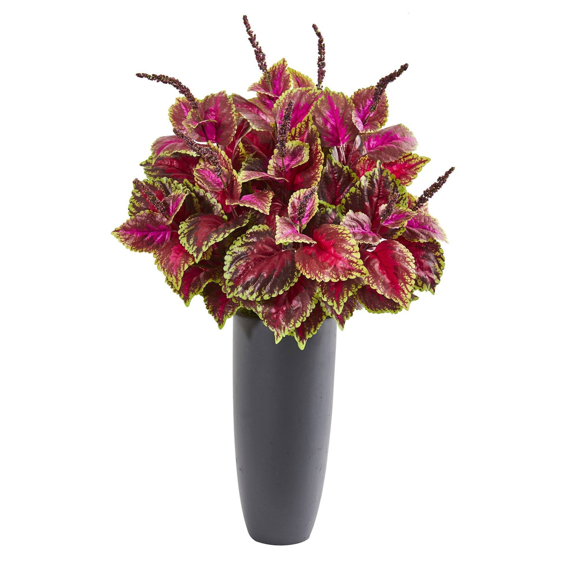  39” Coleus Artificial Plant in Gray Planter 