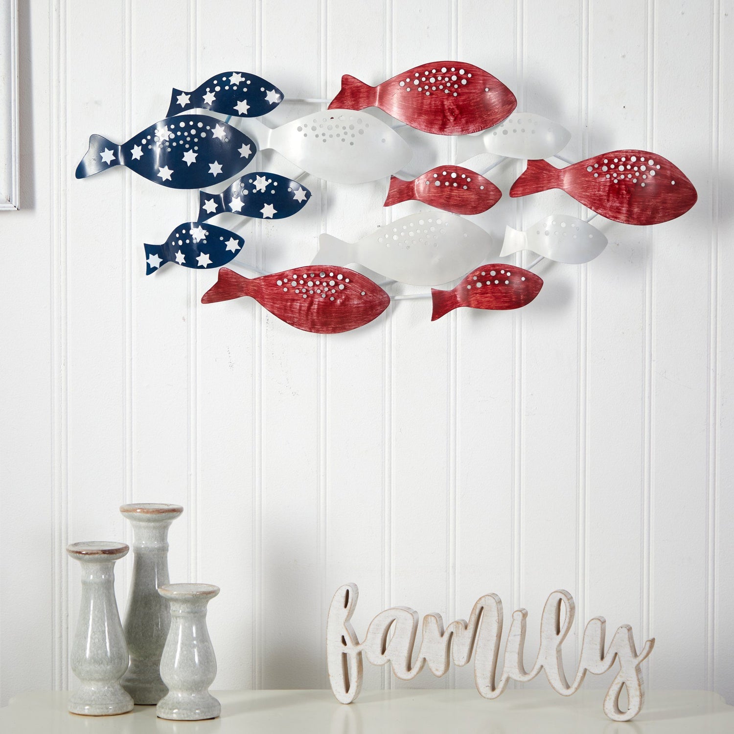 Americanflat Three Metal Fish Wall Decor Set - 3 X 9.5 Fish As