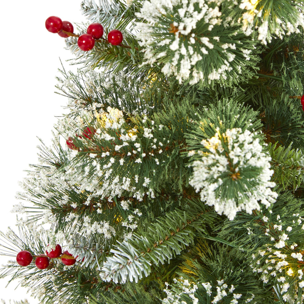 4’ Frosted Swiss Pine Artificial Christmas Tree with 100 Clear LED ...