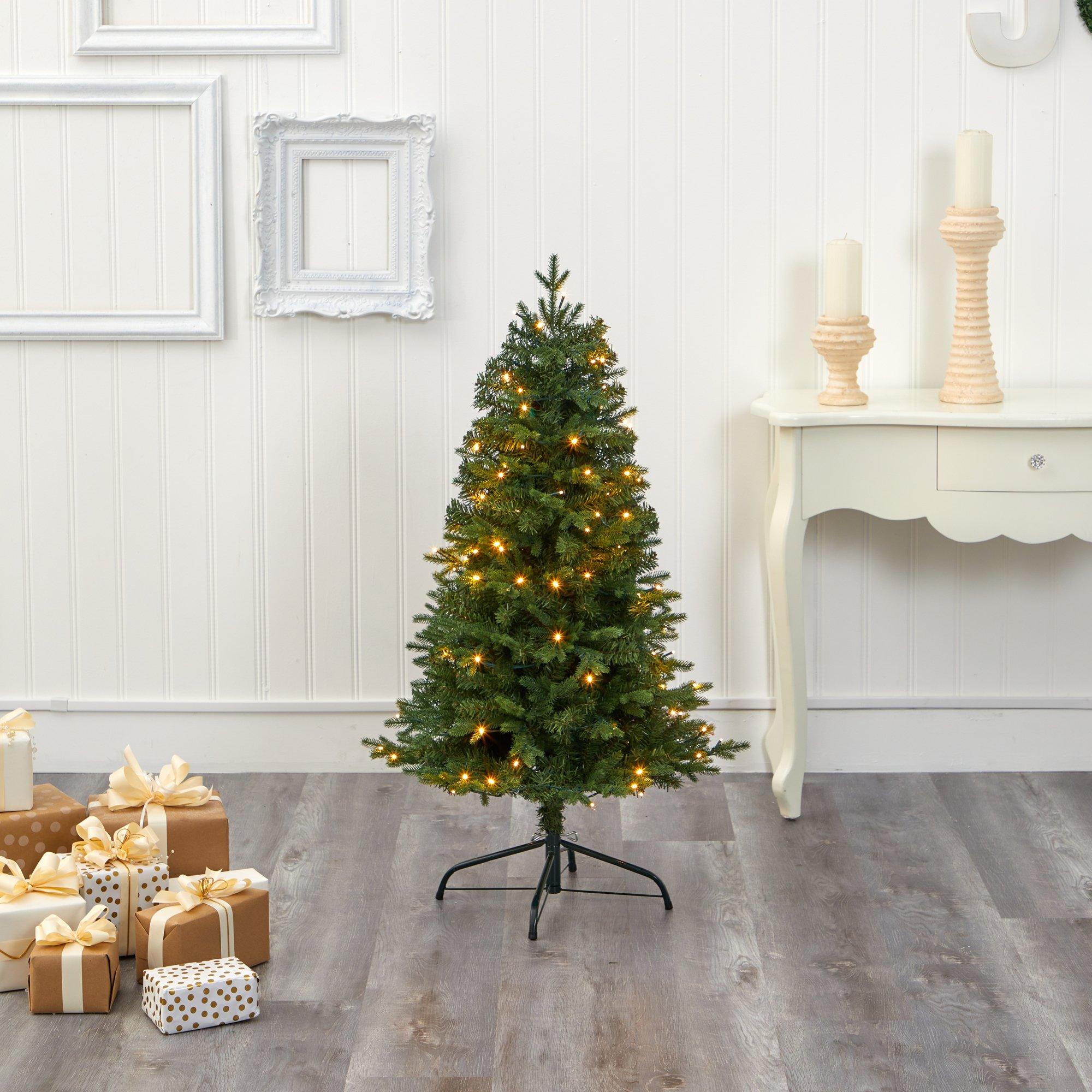 4' Vermont Fir Artificial Christmas Tree with 100 Clear ...