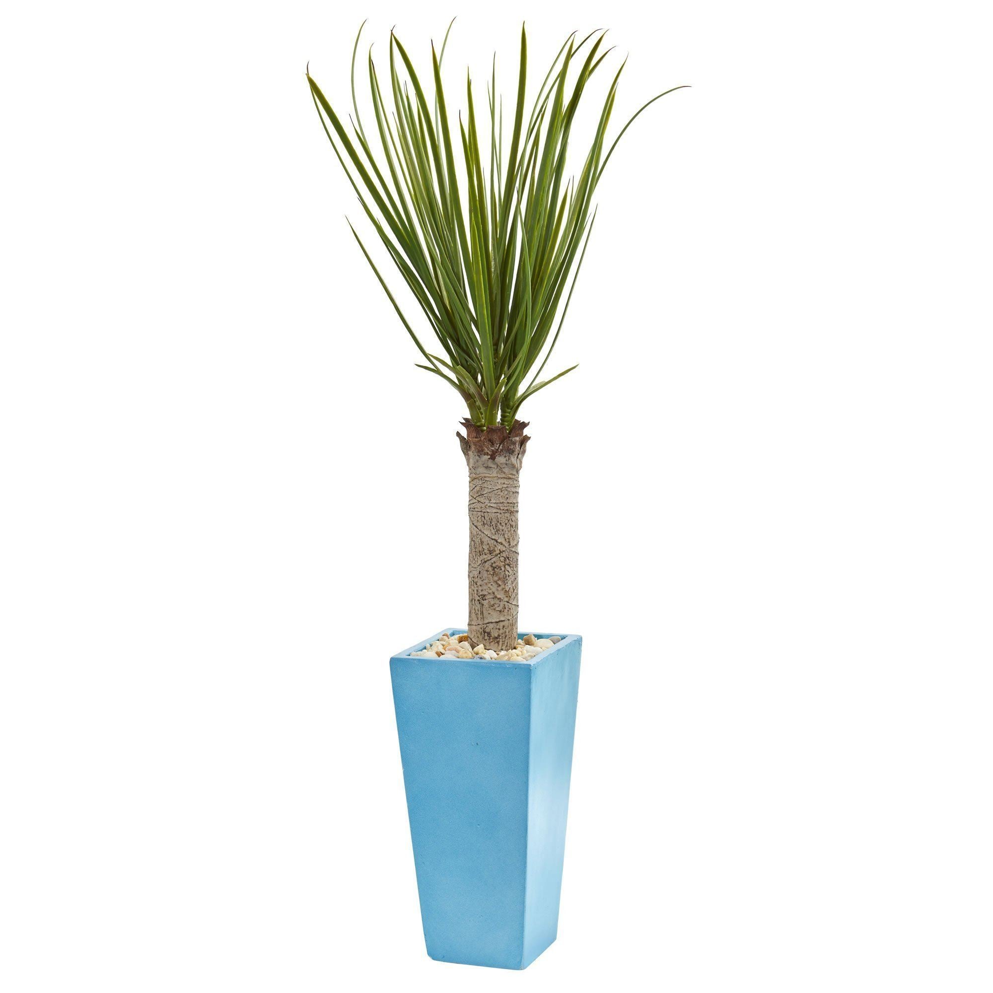  4’ Yucca Artificial Tree in Turquoise Planter 