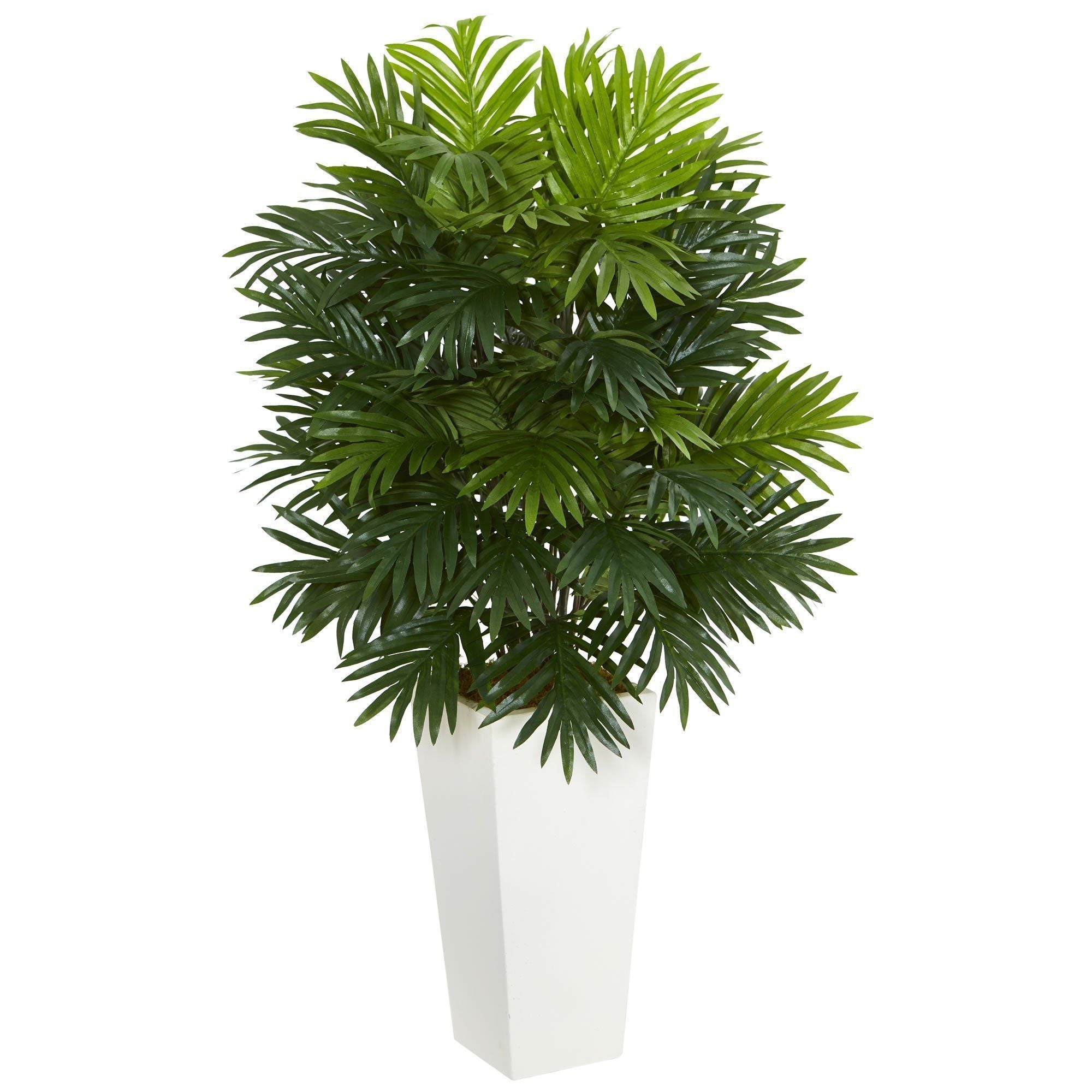  40" Areca Palm Artificial Plant in White Tower Planter" 