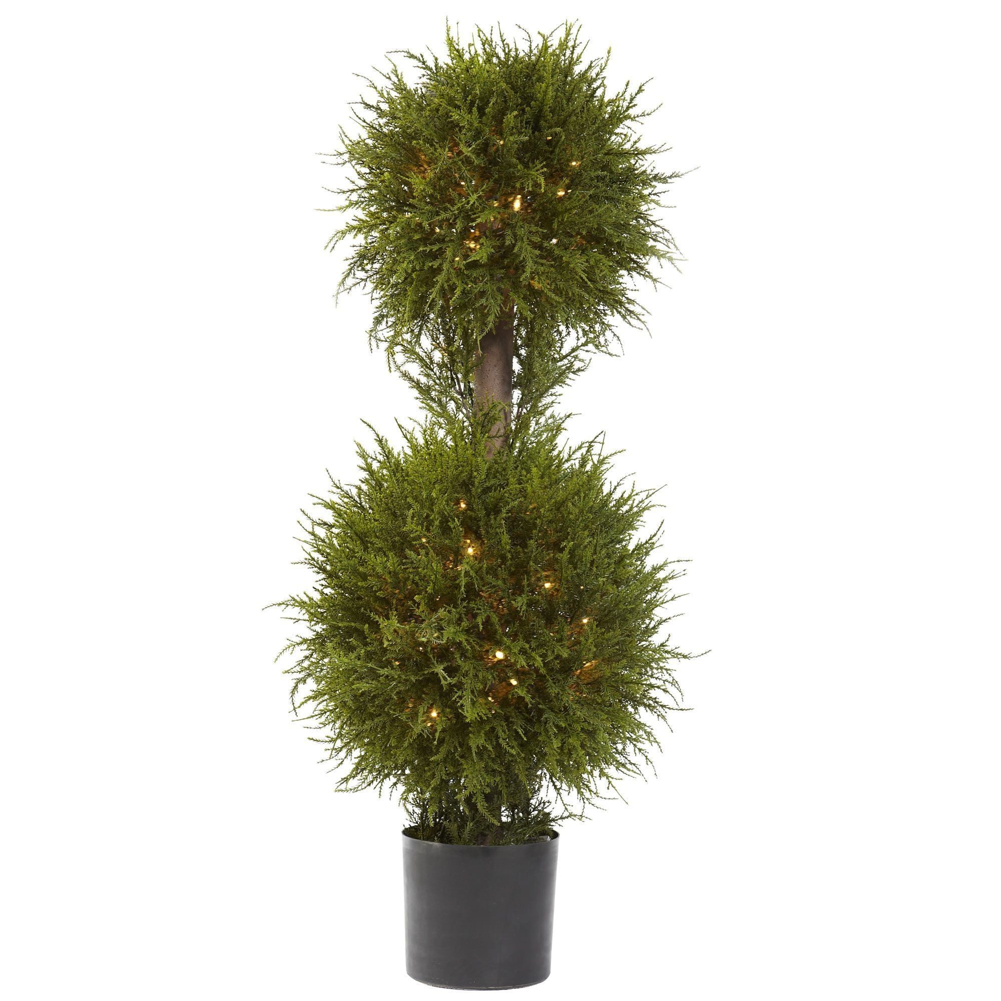  40” Cedar Double Ball Topiary w/Lights 