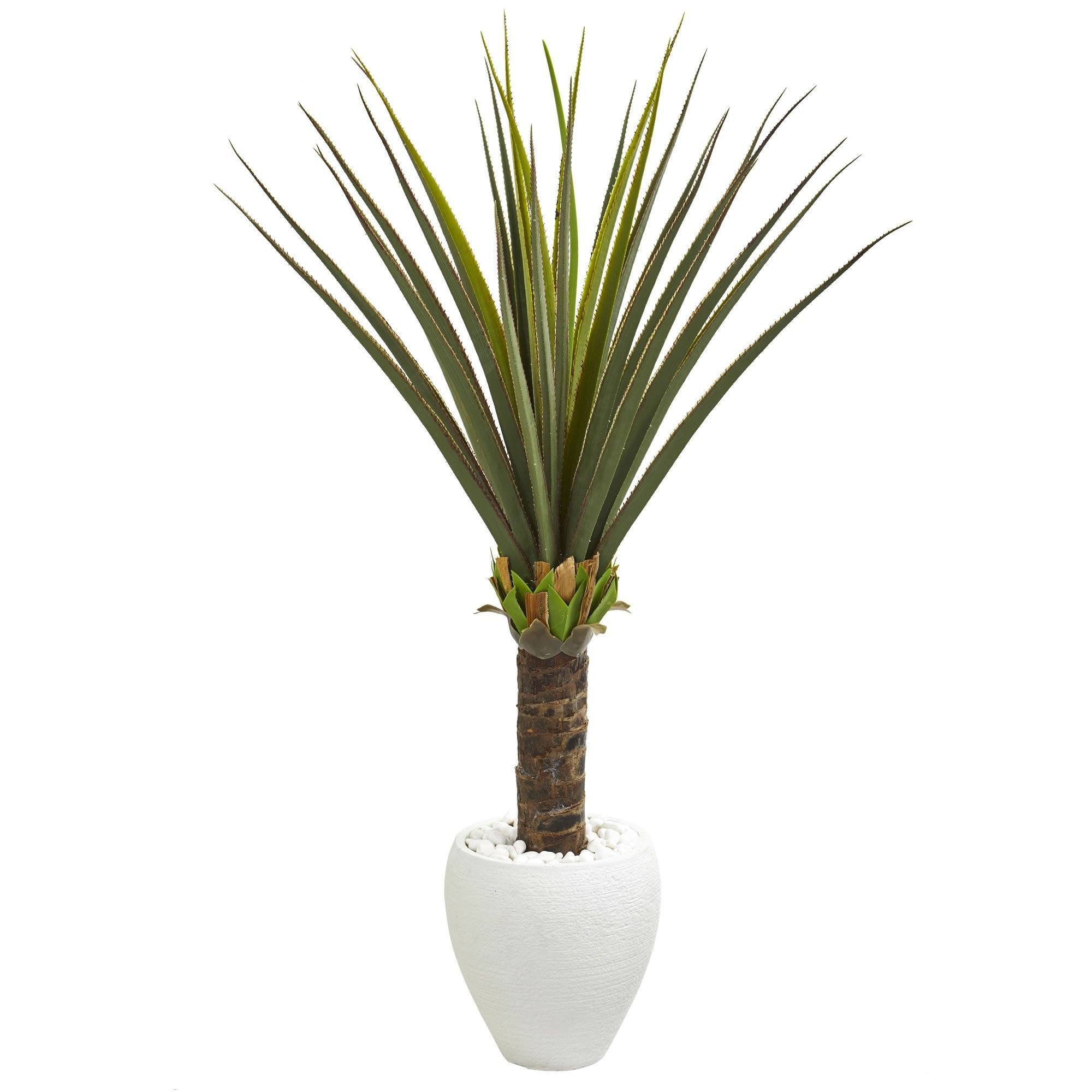  4.5' Agave Artificial Plant in White Planter 