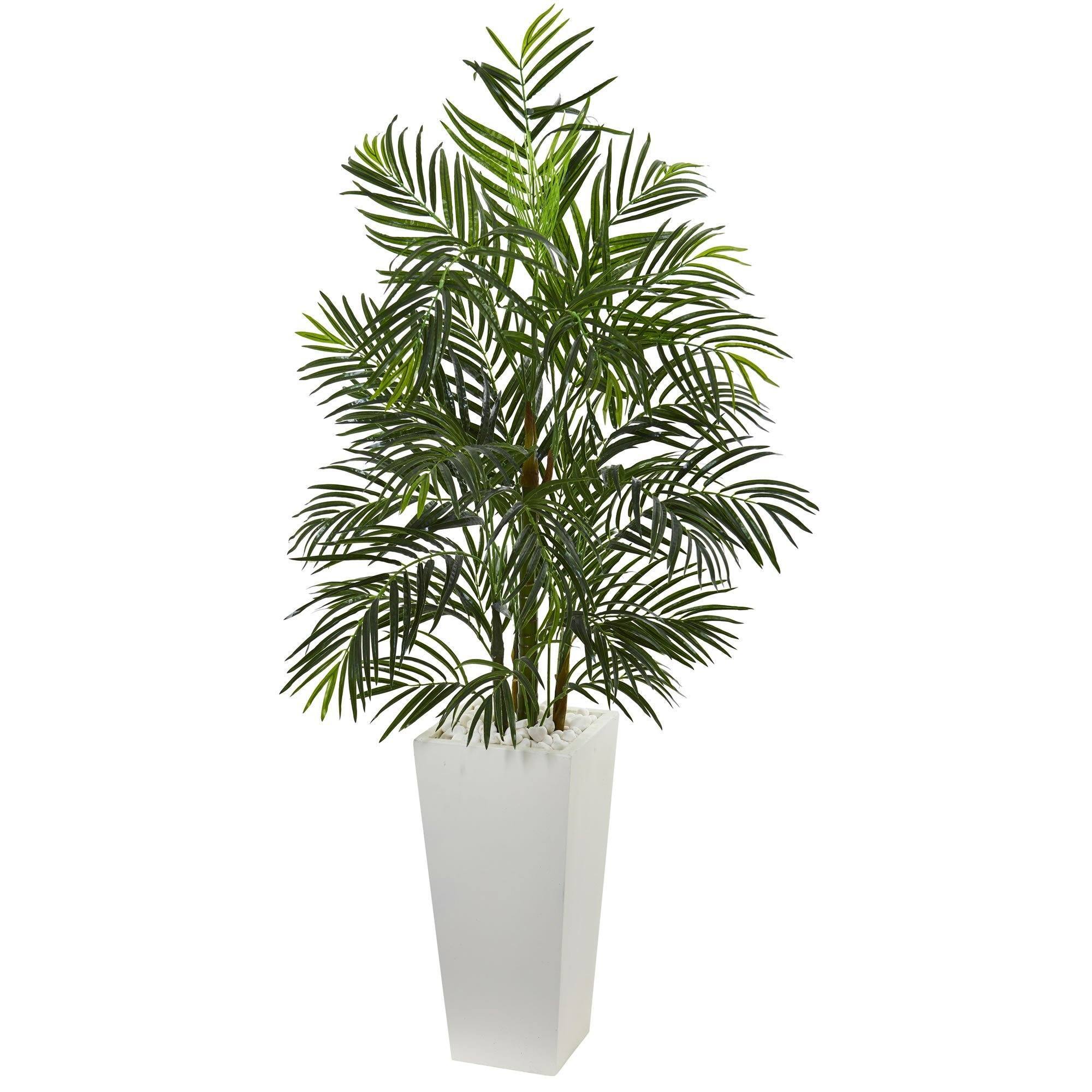  5’ Areca Artificial Palm Tree in White Planter (Indoor/Outdoor) 