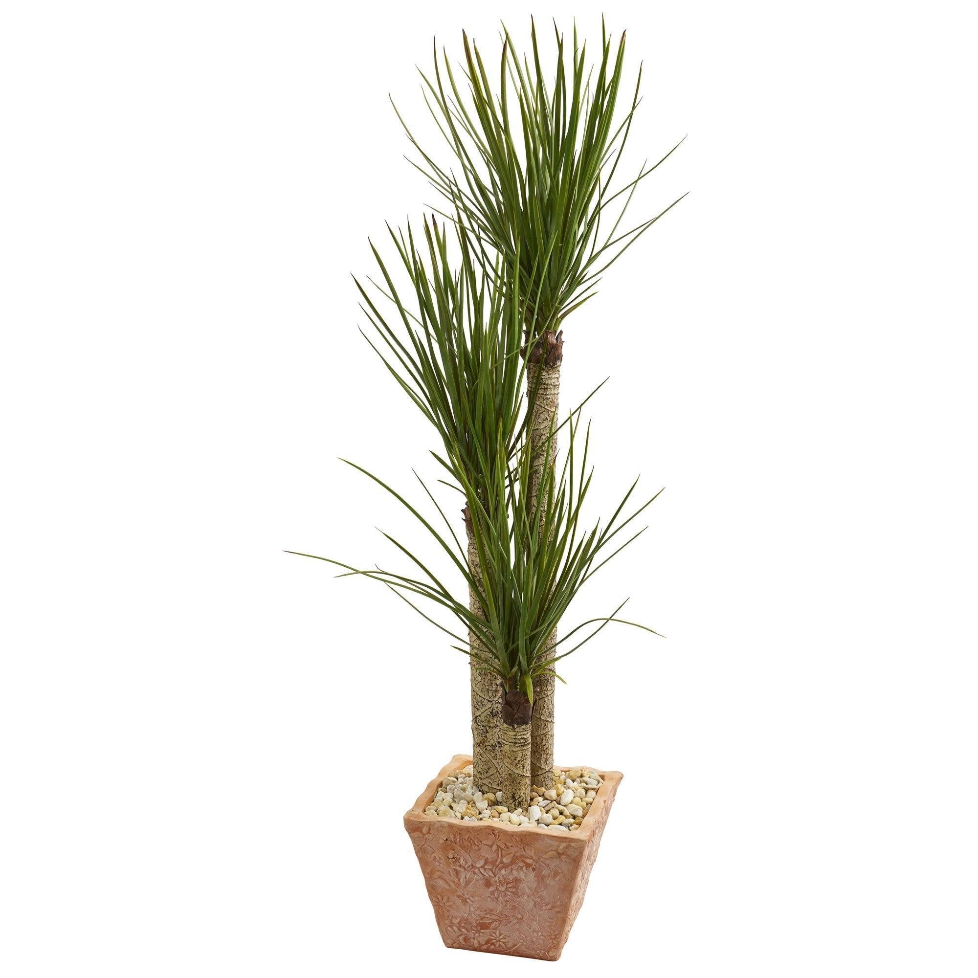 5’ Yucca Artificial Tree In Terra Cotta Planter | Nearly Natural